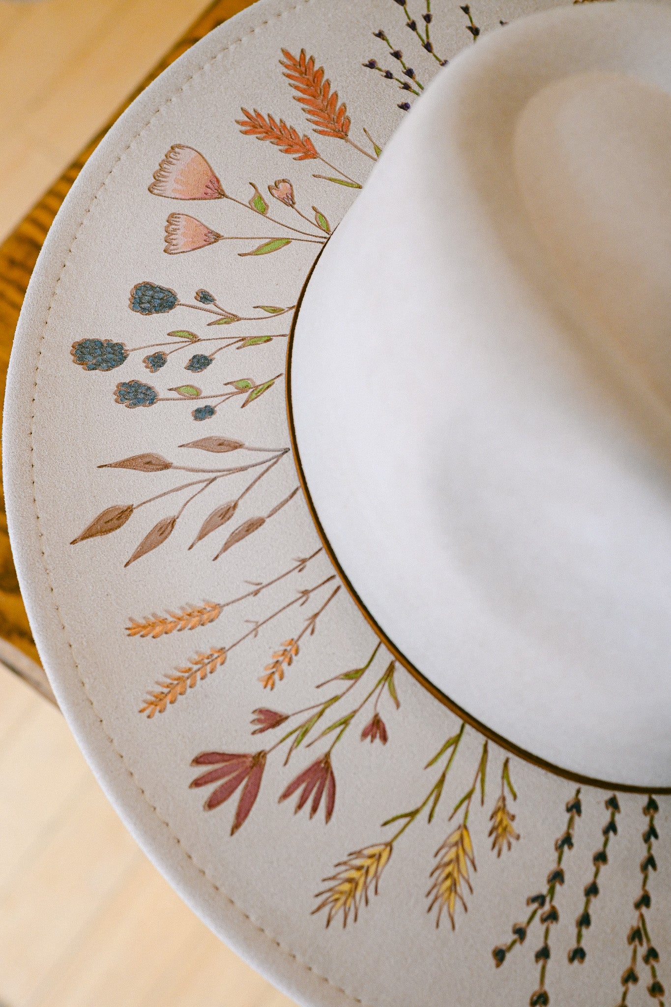 Custom Order Hand-Burned and Painted Wildflower Hat