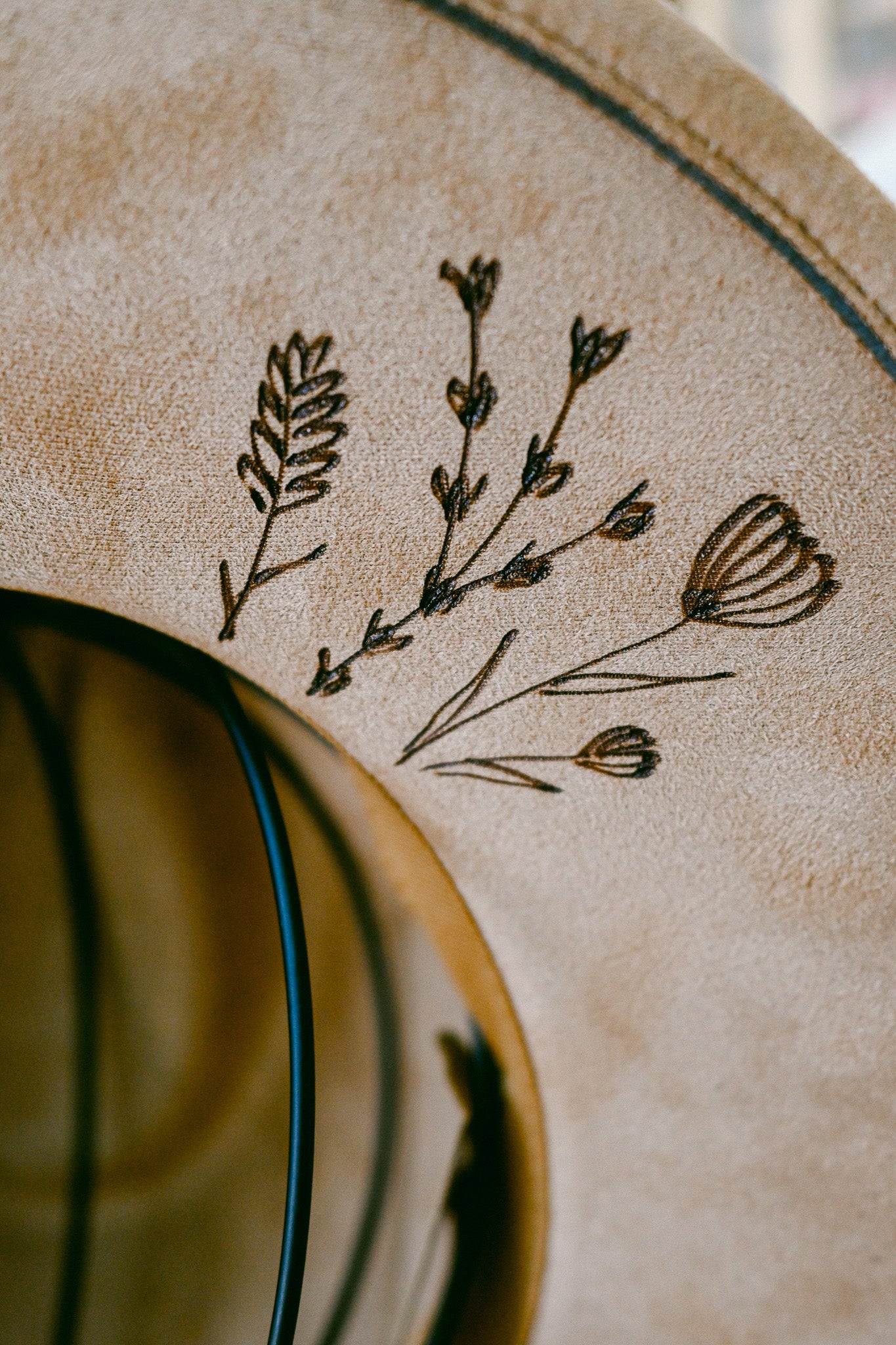 Custom Order Hand-Burned Wildflower Hat
