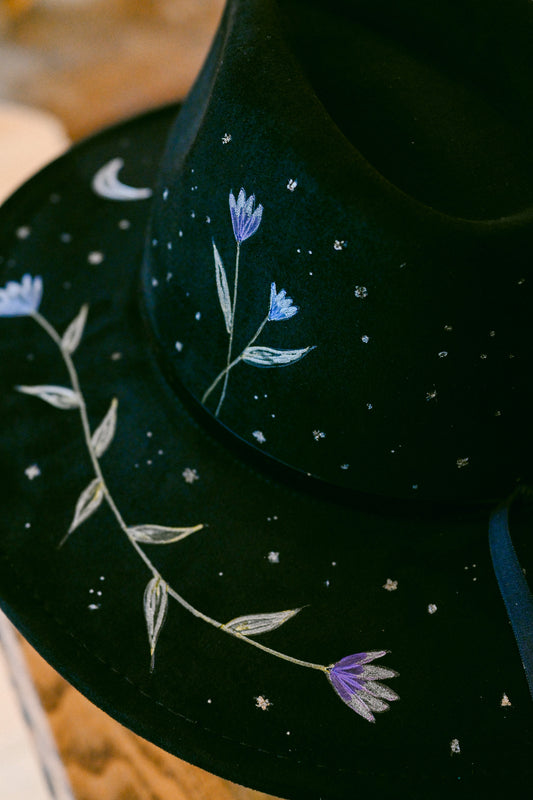 The Seren - Hand-Burned and Hand-Painted Wildflower Hat