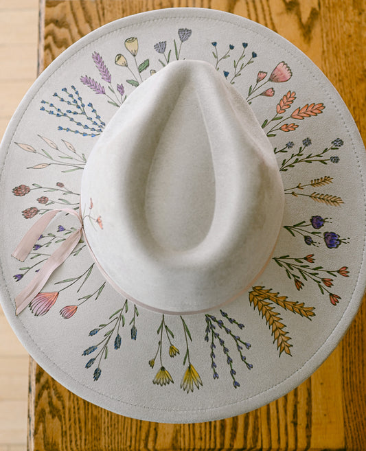 The Mary Beth - Hand-Burned, Hand-Painted and Hand-Beaded Hat