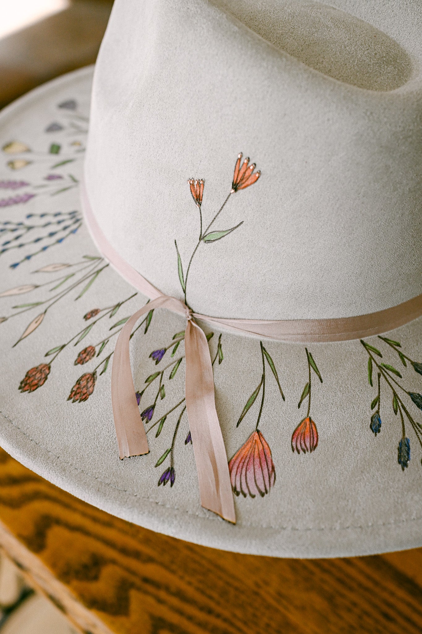 The Mary Beth - Hand-Burned, Hand-Painted and Hand-Beaded Hat