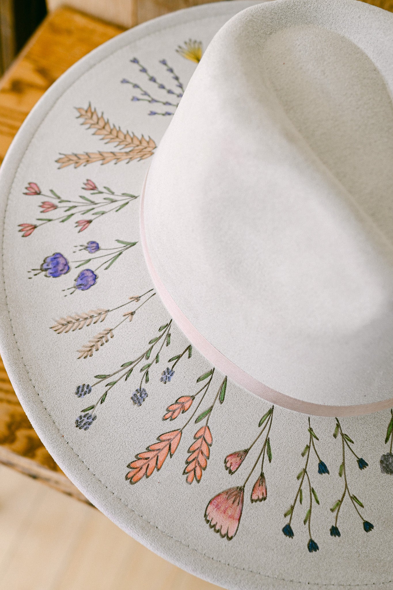 The Mary Beth - Hand-Burned, Hand-Painted and Hand-Beaded Hat