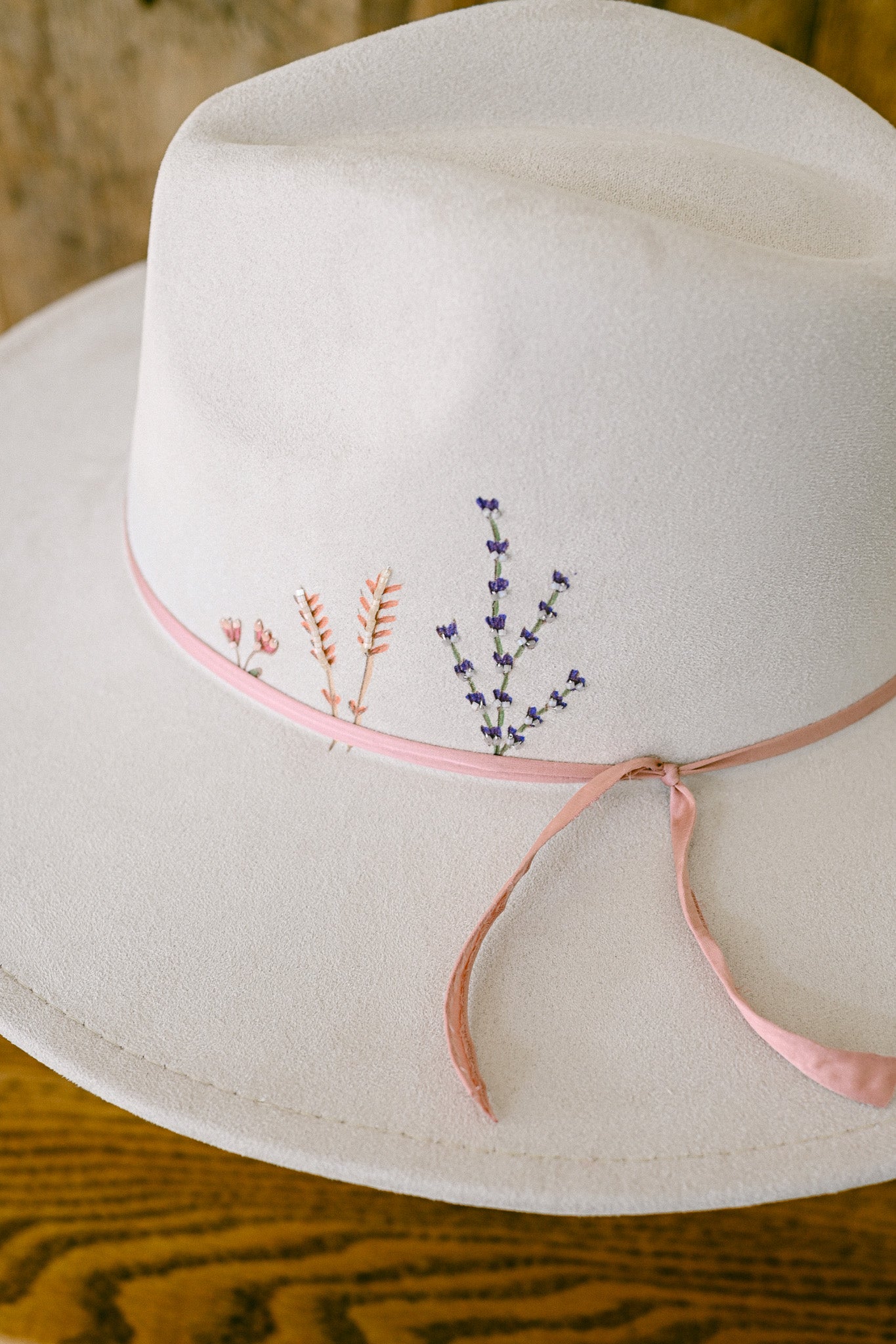 The Bryony - Hand Burned, Hand Painted and Hand Beaded Wildflower Hat