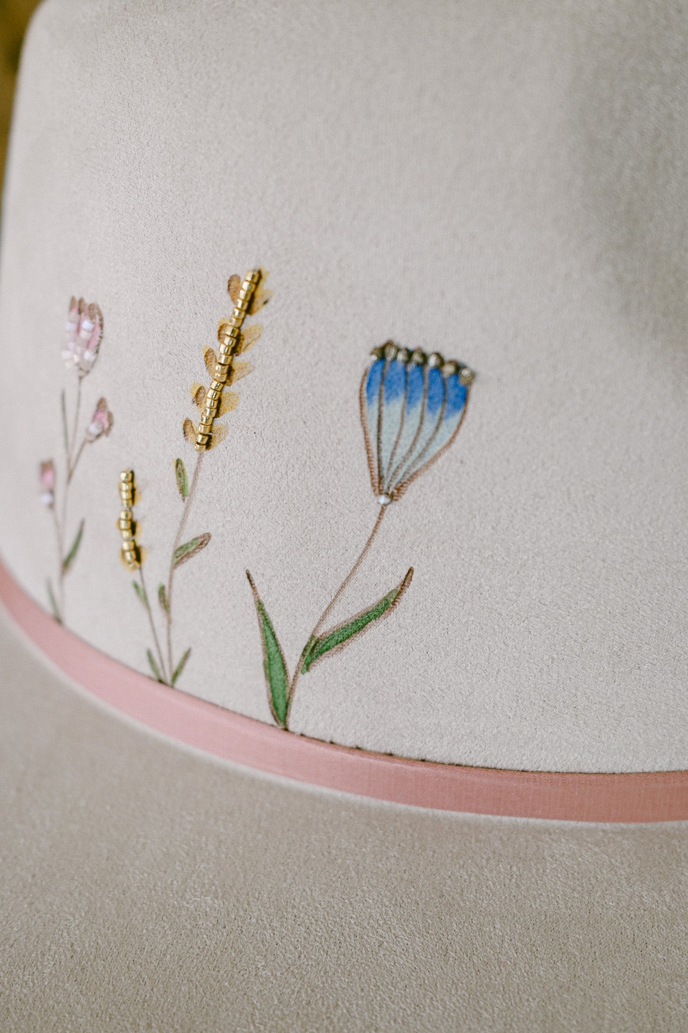 The Bryony - Hand Burned, Hand Painted and Hand Beaded Wildflower Hat