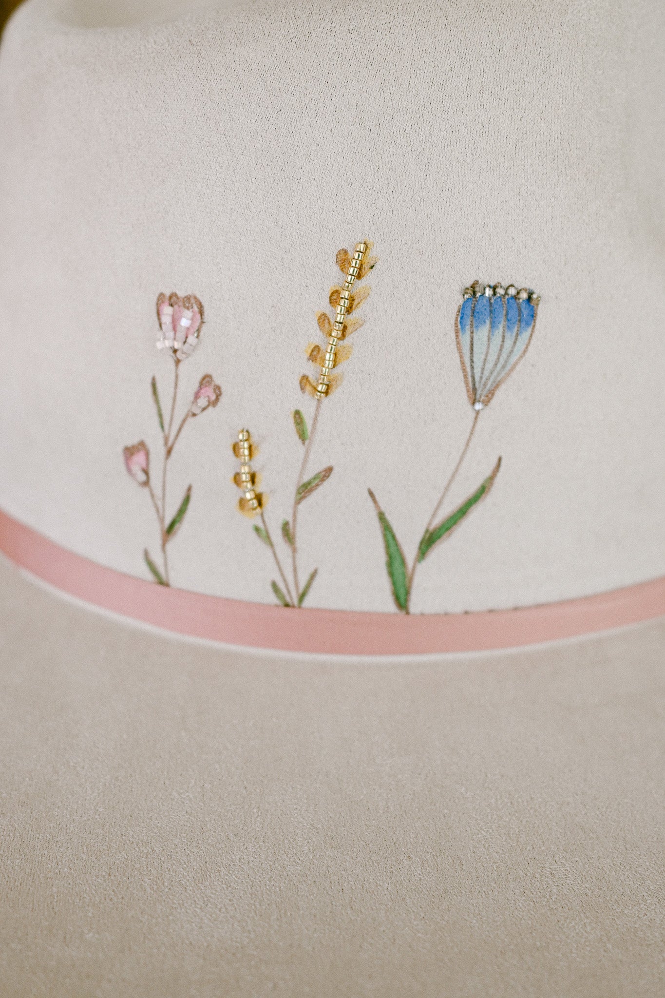 The Bryony - Hand Burned, Hand Painted and Hand Beaded Wildflower Hat