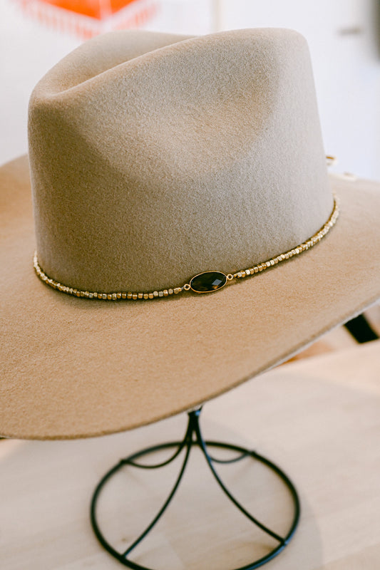 Smoky Topaz Bezel with Brass Beads Hat Band