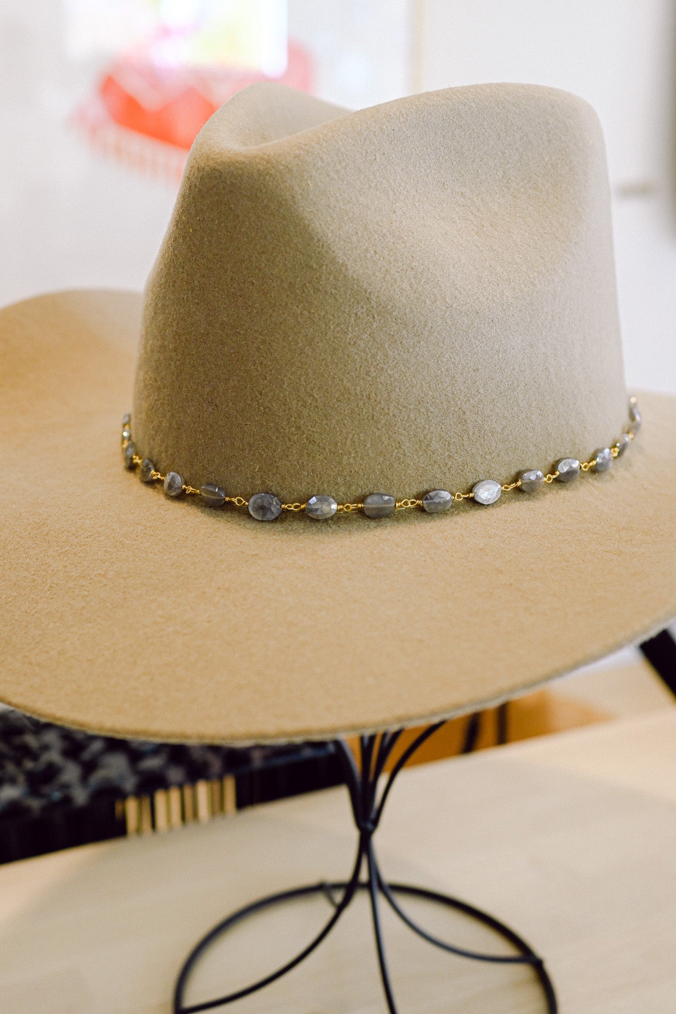 Moonstone Faceted Oval Gold Chain Hat Band