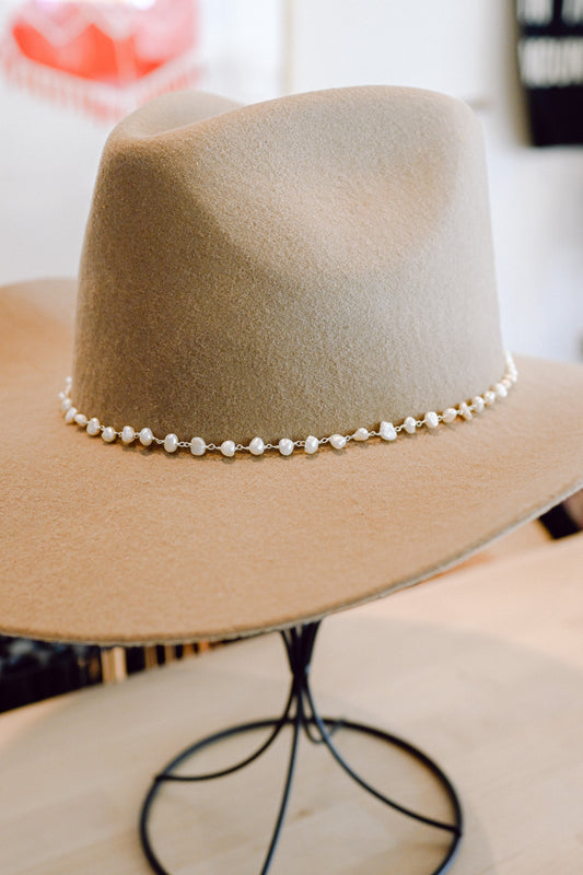 Pearl Chain Hat Band with Deerskin Ties