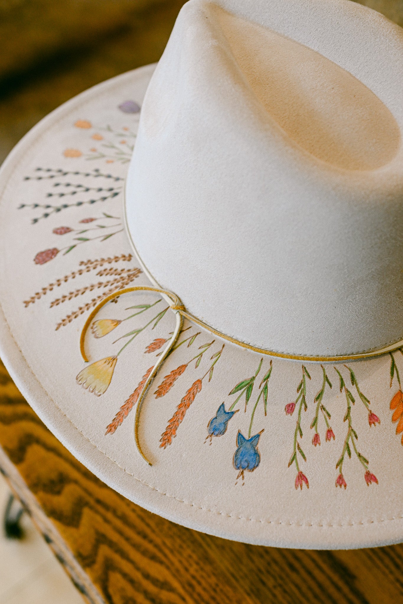 The Claire - Custom Hand-Burned and Hand-Painted Wildflower Hat