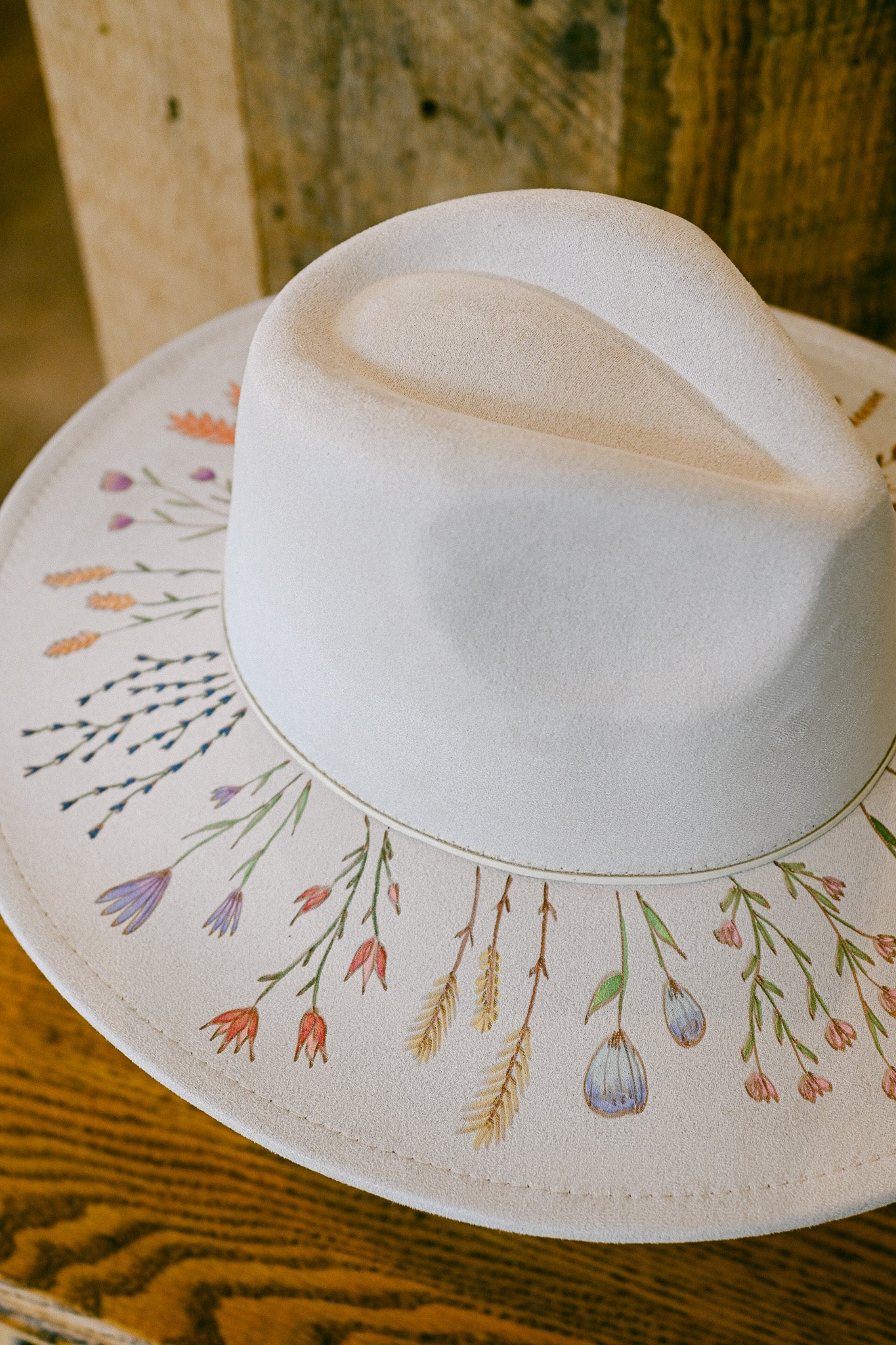 The Claire - Custom Hand-Burned and Hand-Painted Wildflower Hat