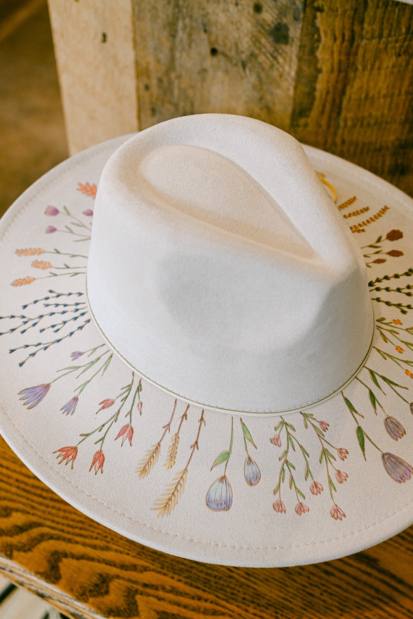 The Claire - Custom Hand-Burned and Hand-Painted Wildflower Hat