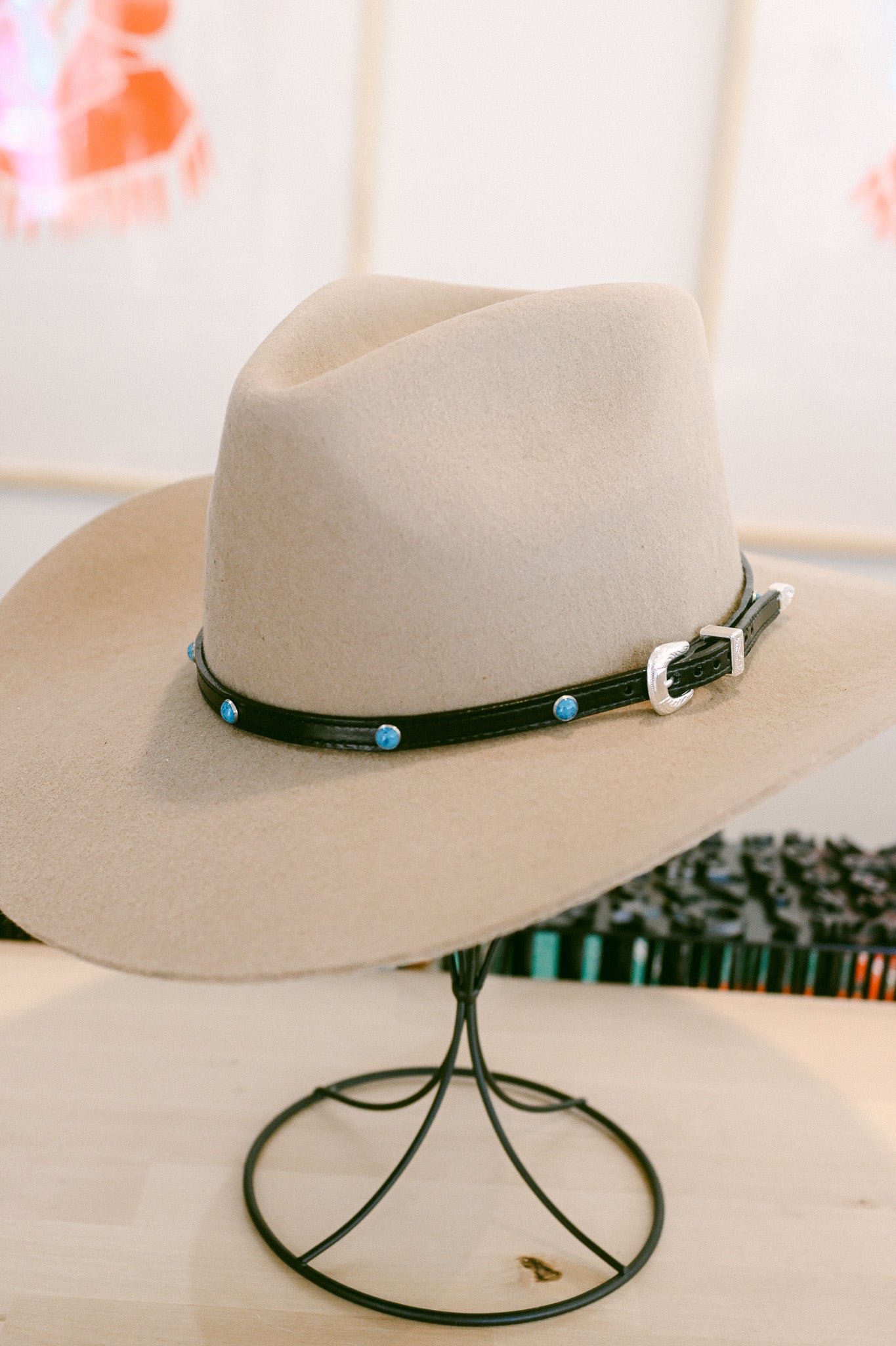 Leather and Turquoise Belt Hat Band