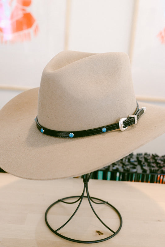 Leather and Turquoise Belt Hat Band