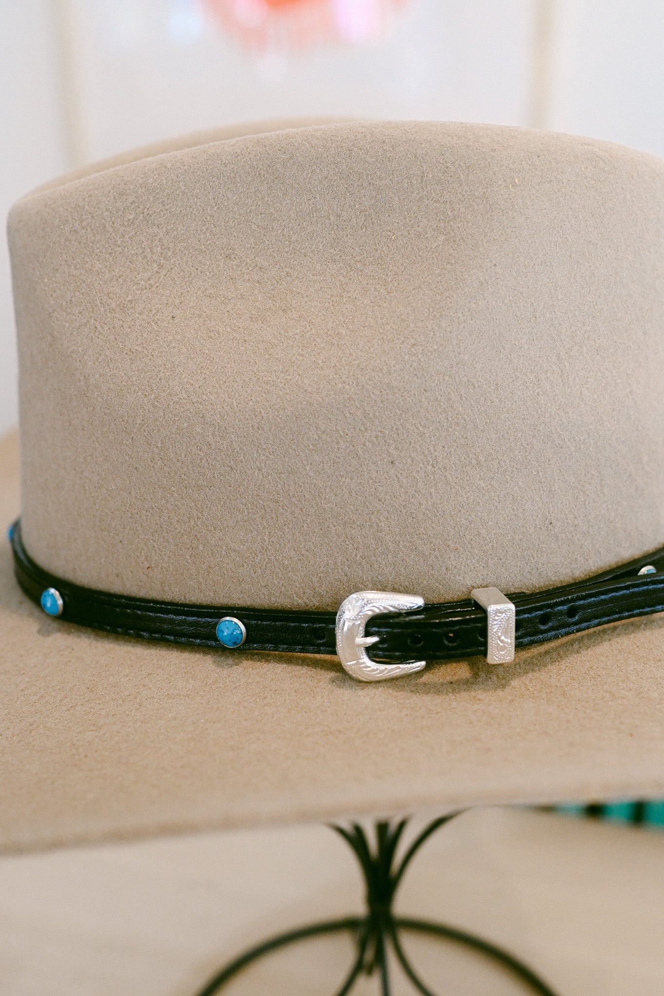 Leather and Turquoise Belt Hat Band