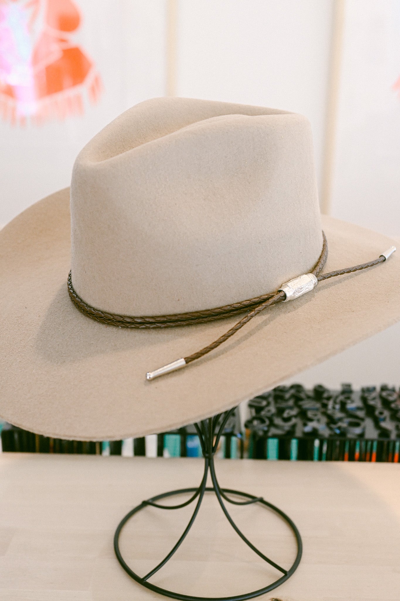 Braided Leather Double Strand Bolo Hat Band