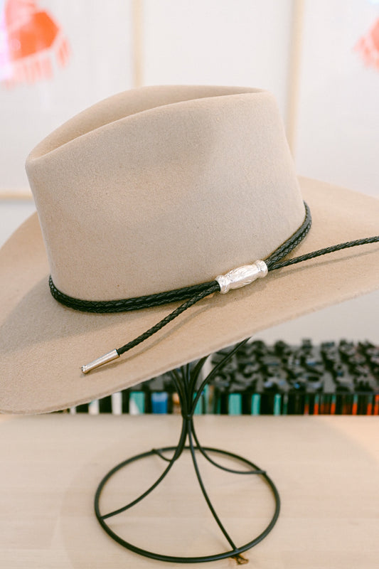 Braided Leather Double Strand Bolo Hat Band