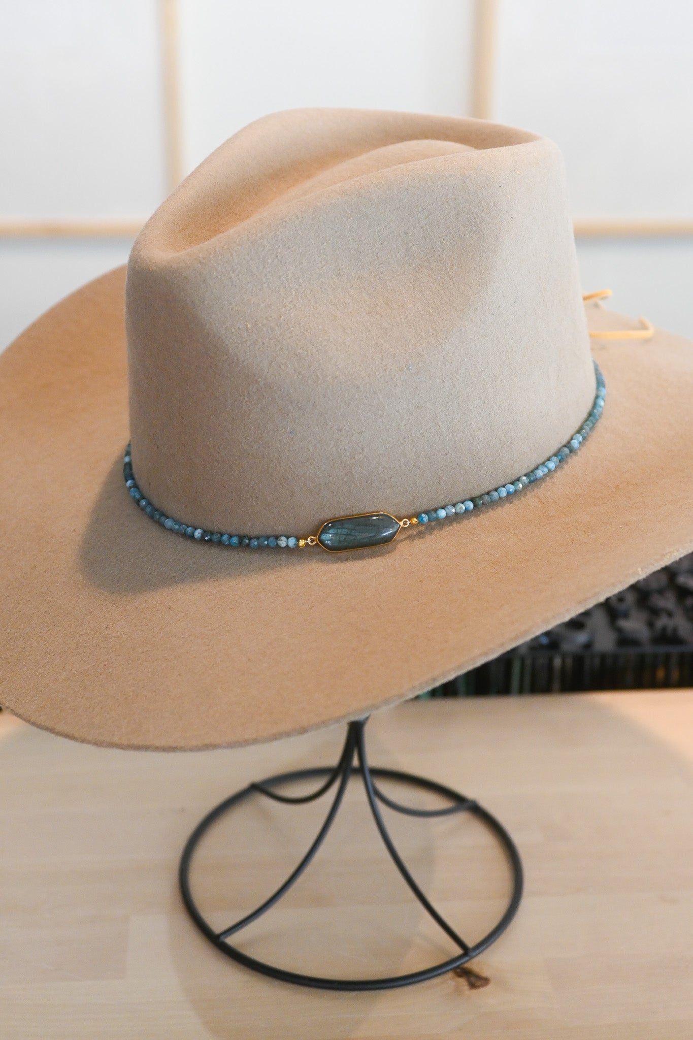Labradorite Bezel and Amazonite Beaded Hat Band