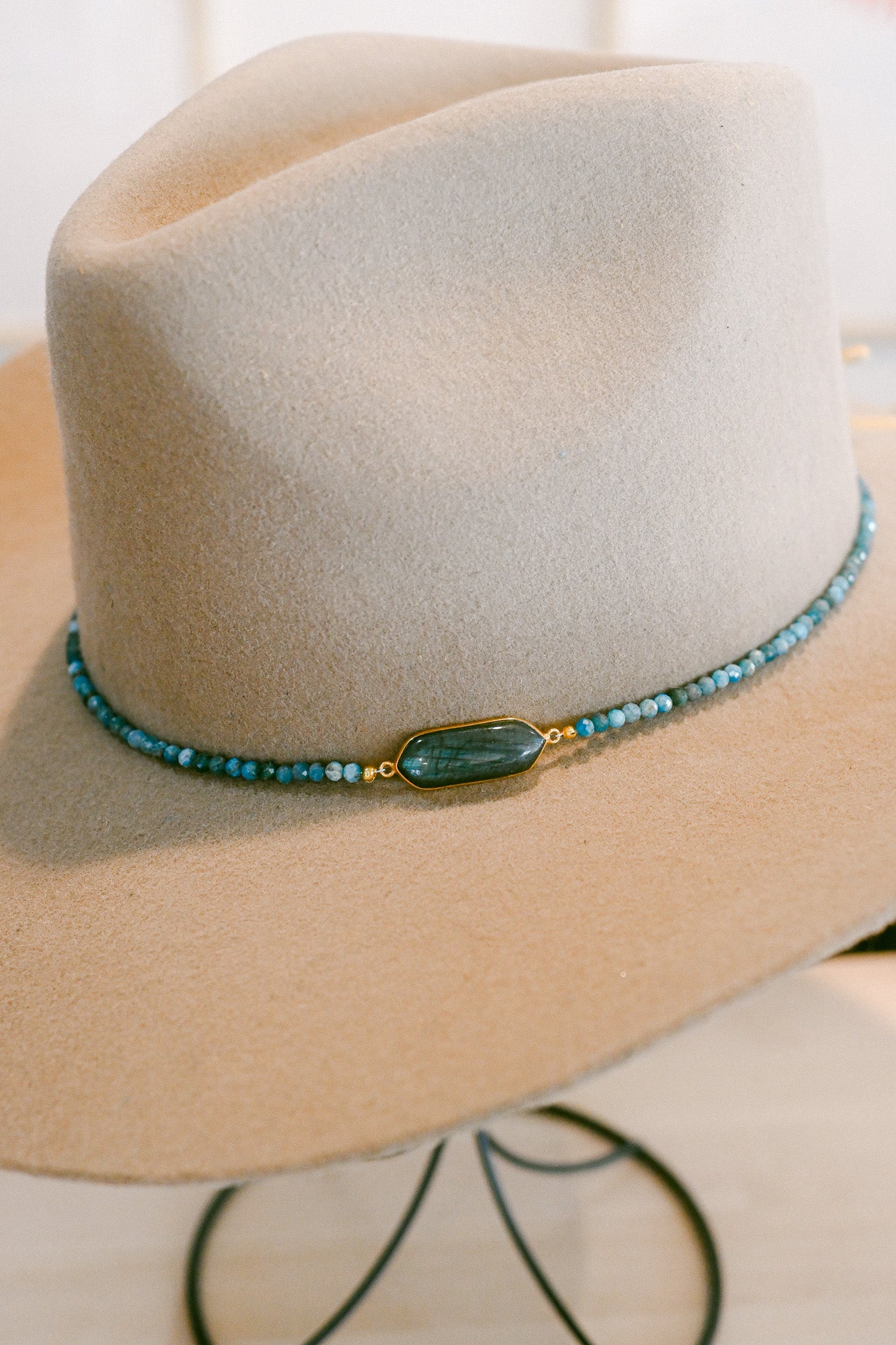 Labradorite Bezel and Amazonite Beaded Hat Band