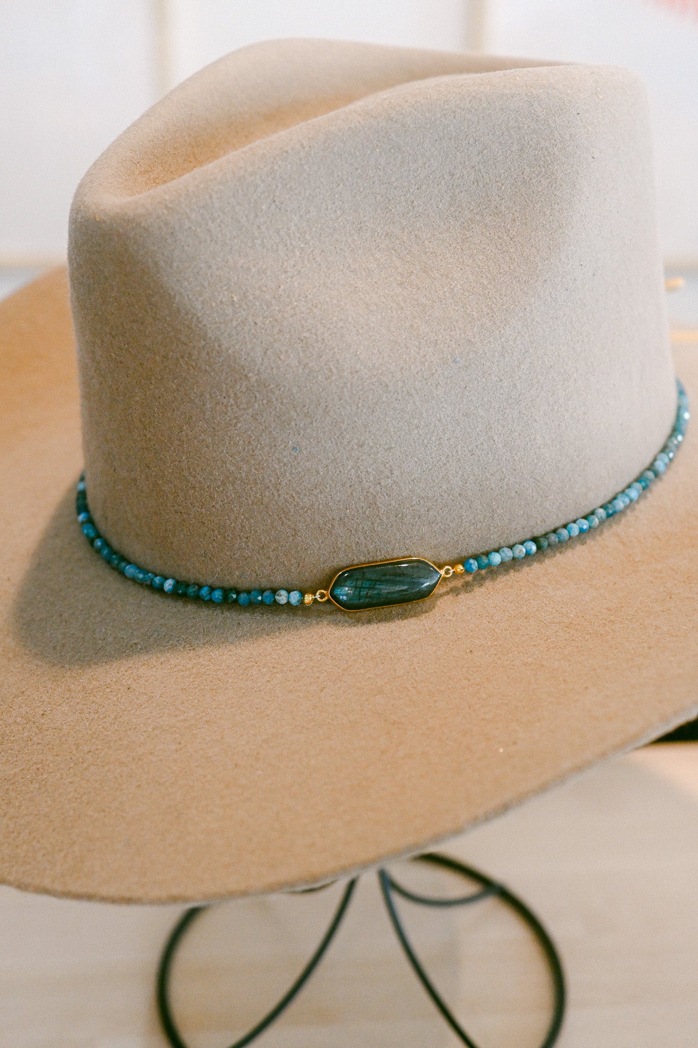 Labradorite Bezel and Amazonite Beaded Hat Band