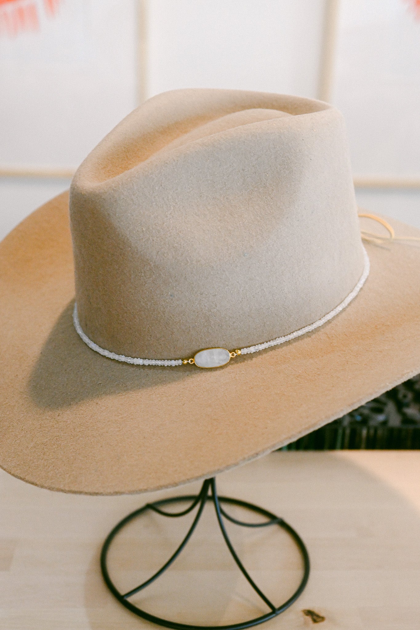 Moonstone Bezel and Beaded Hat Band