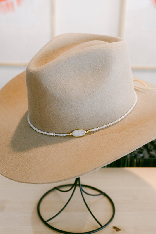 Moonstone Bezel and Beaded Hat Band