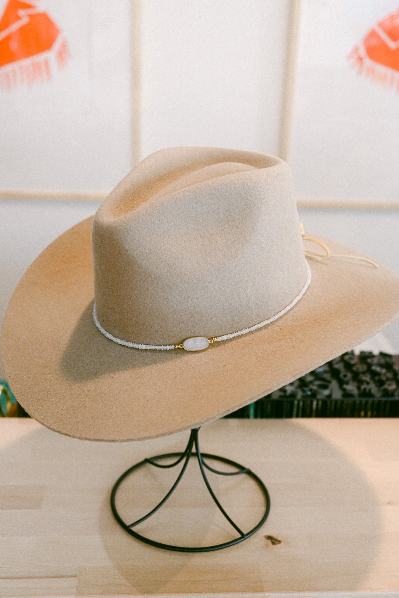 Moonstone Bezel and Beaded Hat Band