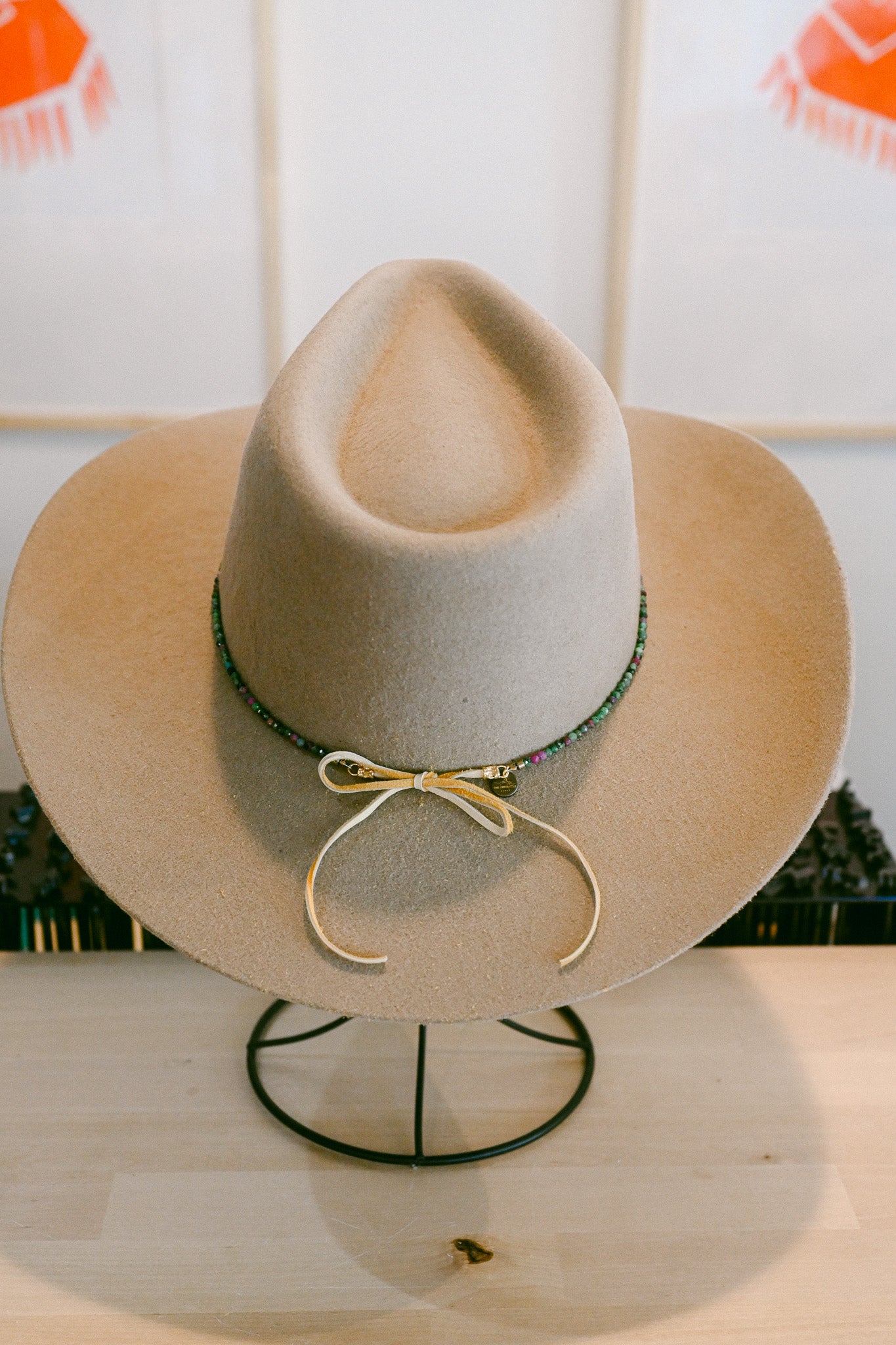 Abalone Shell with Fuchsite Ruby Beaded Hat Band