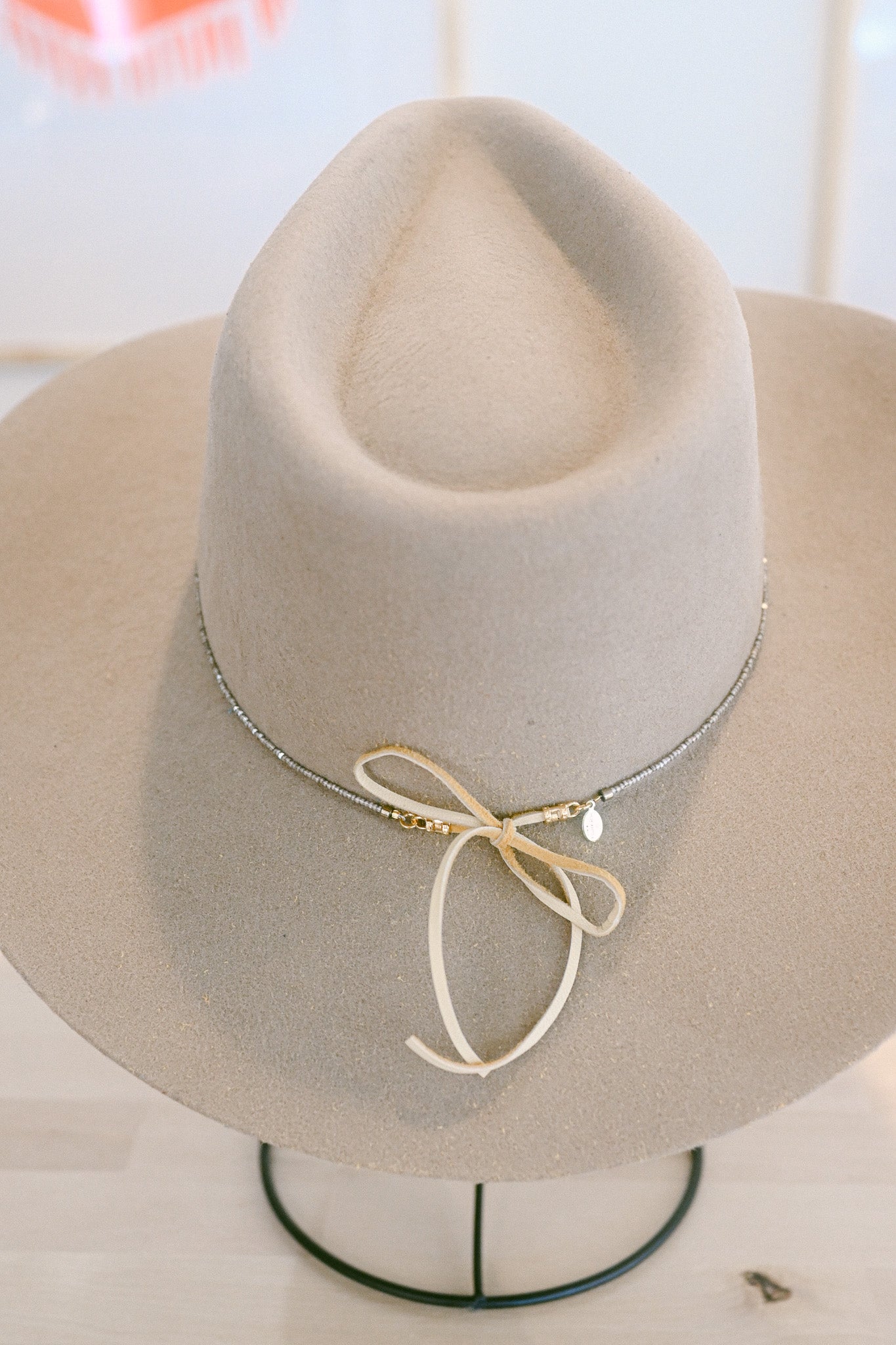 Labradorite and Gunmetal Glass Bead Hat Band