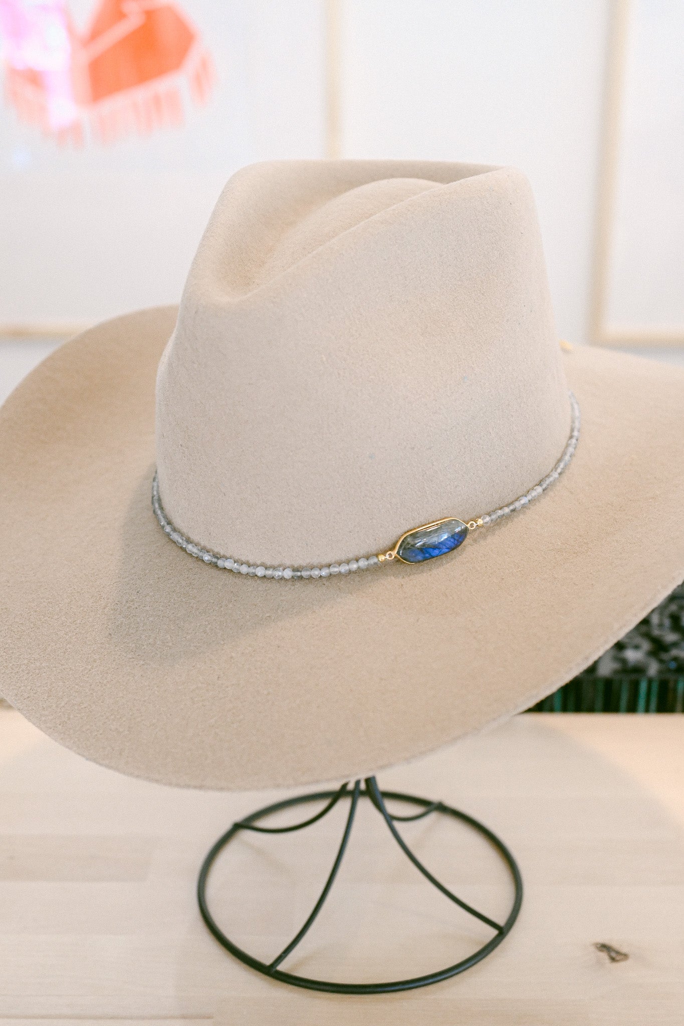 Labradorite Bezel and Beaded Hat Band