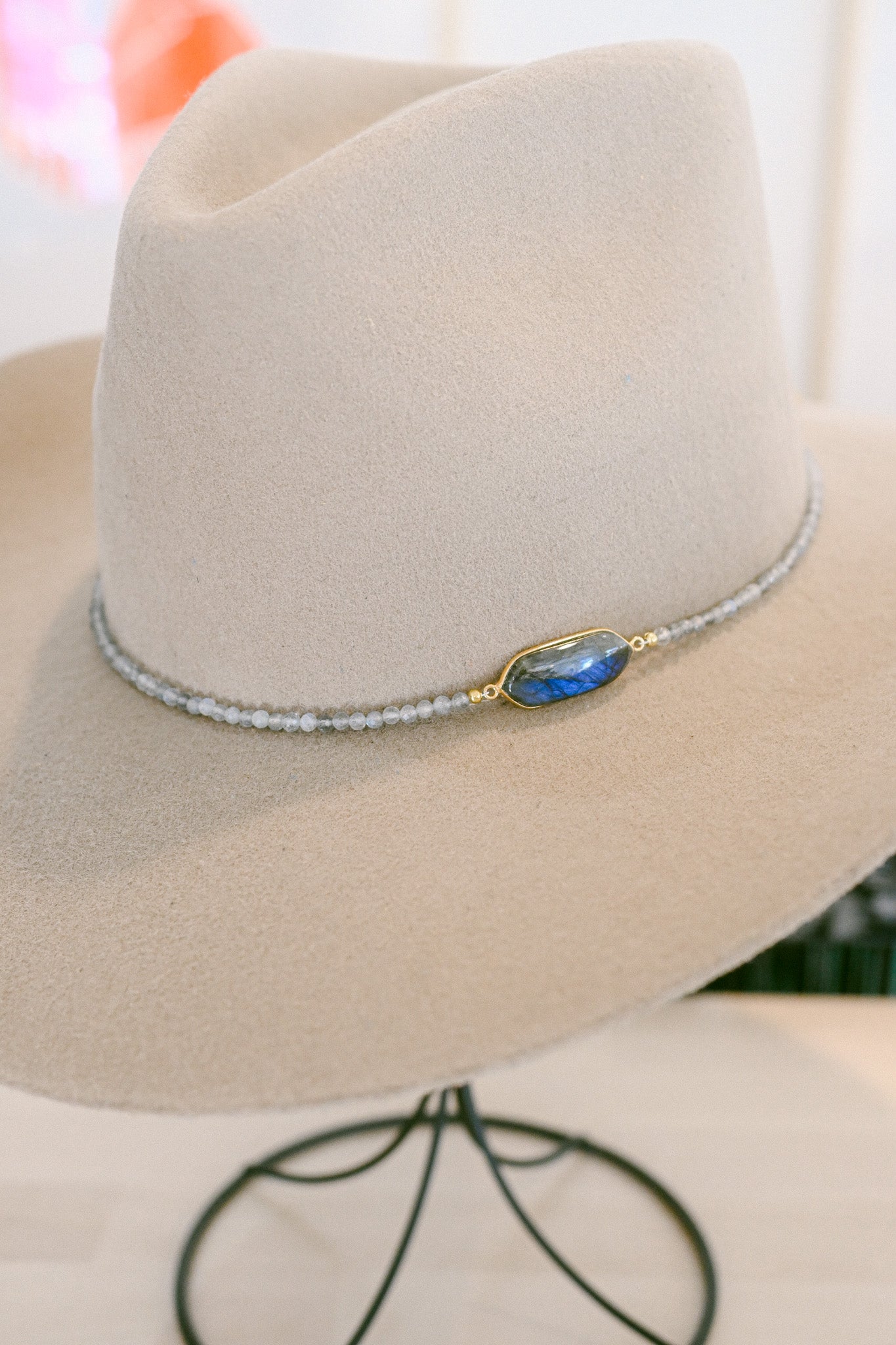 Labradorite Bezel and Beaded Hat Band