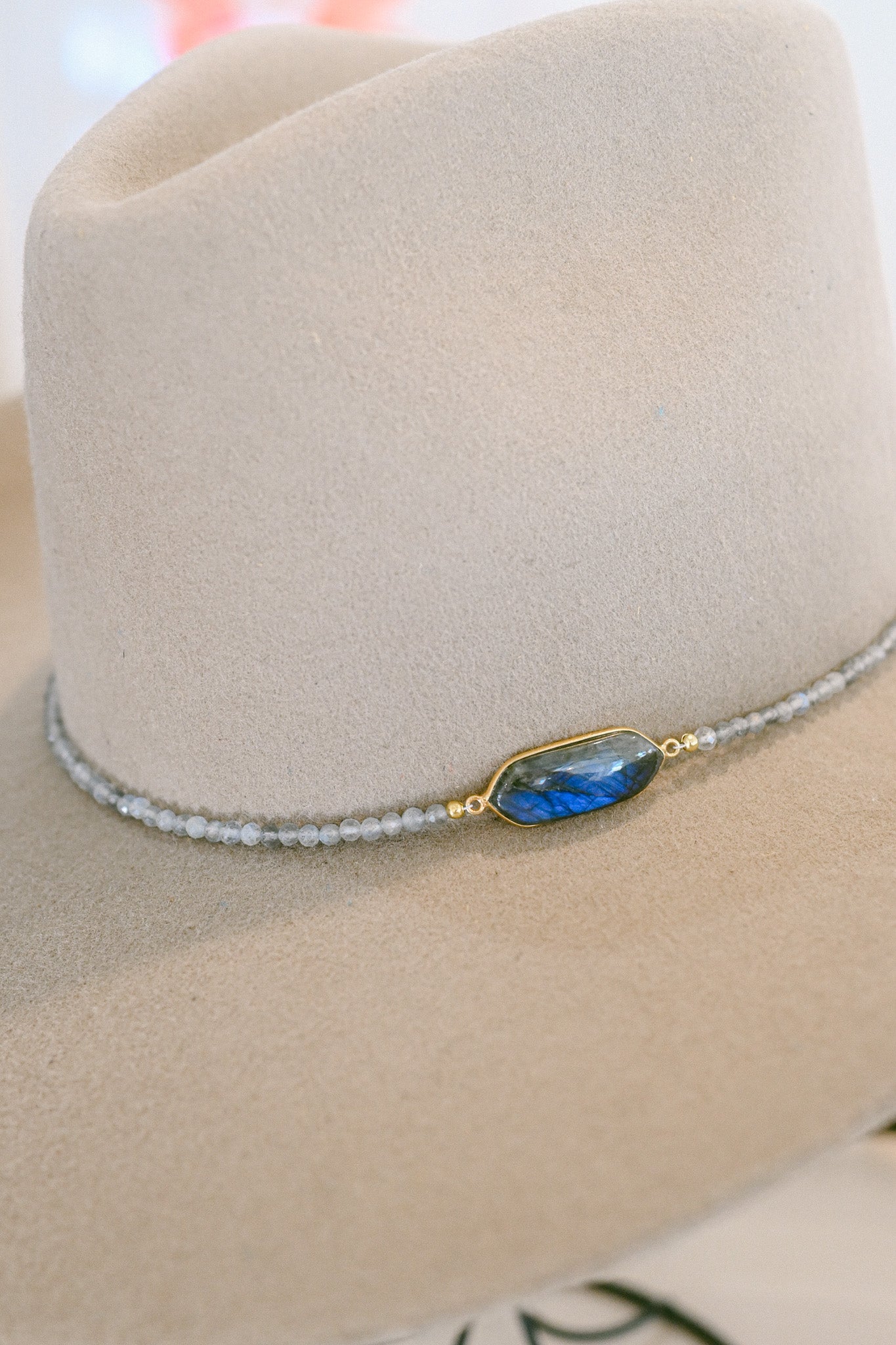 Labradorite Bezel and Beaded Hat Band