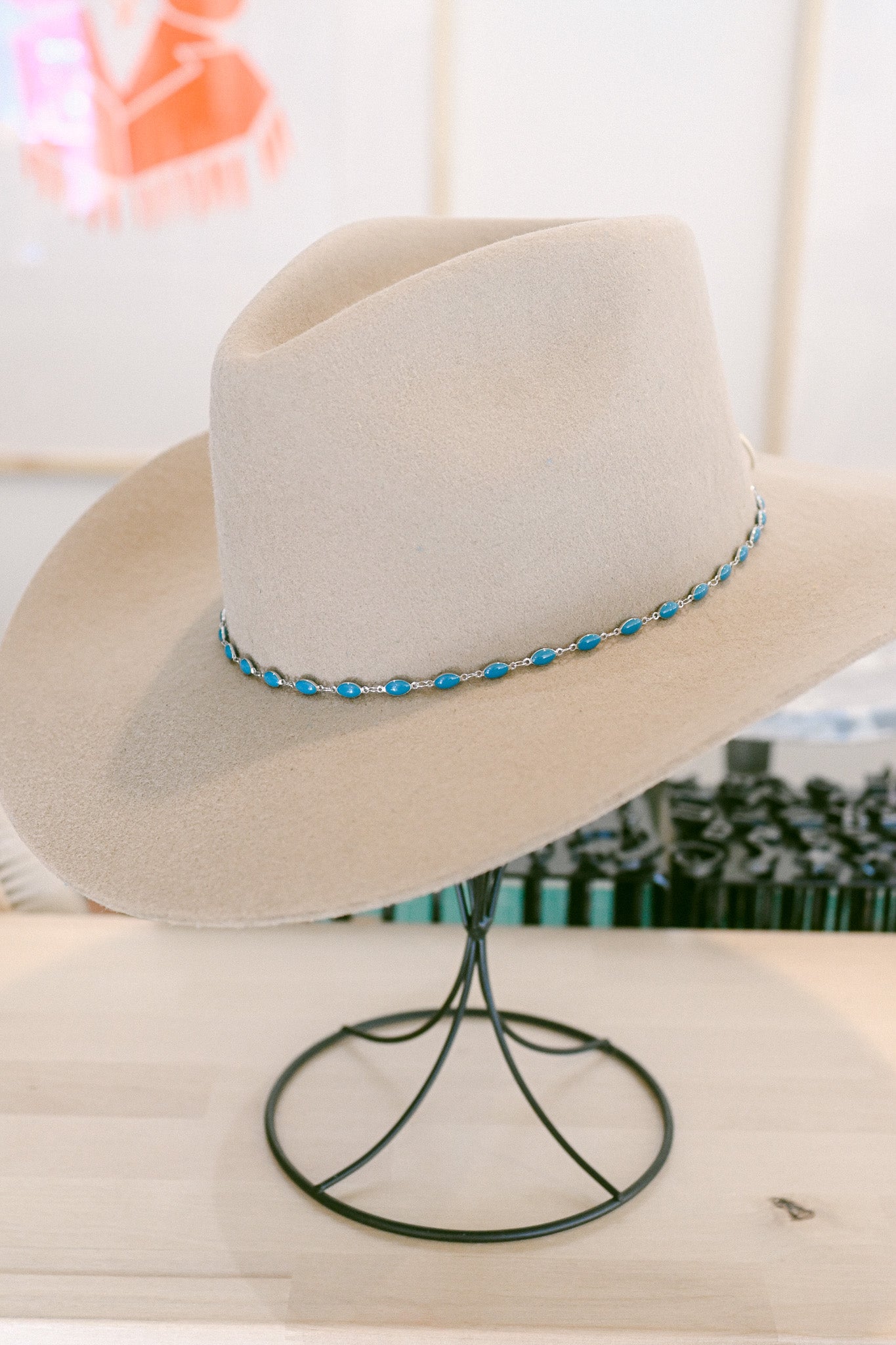 Enamel Turquoise Chain Hat Band