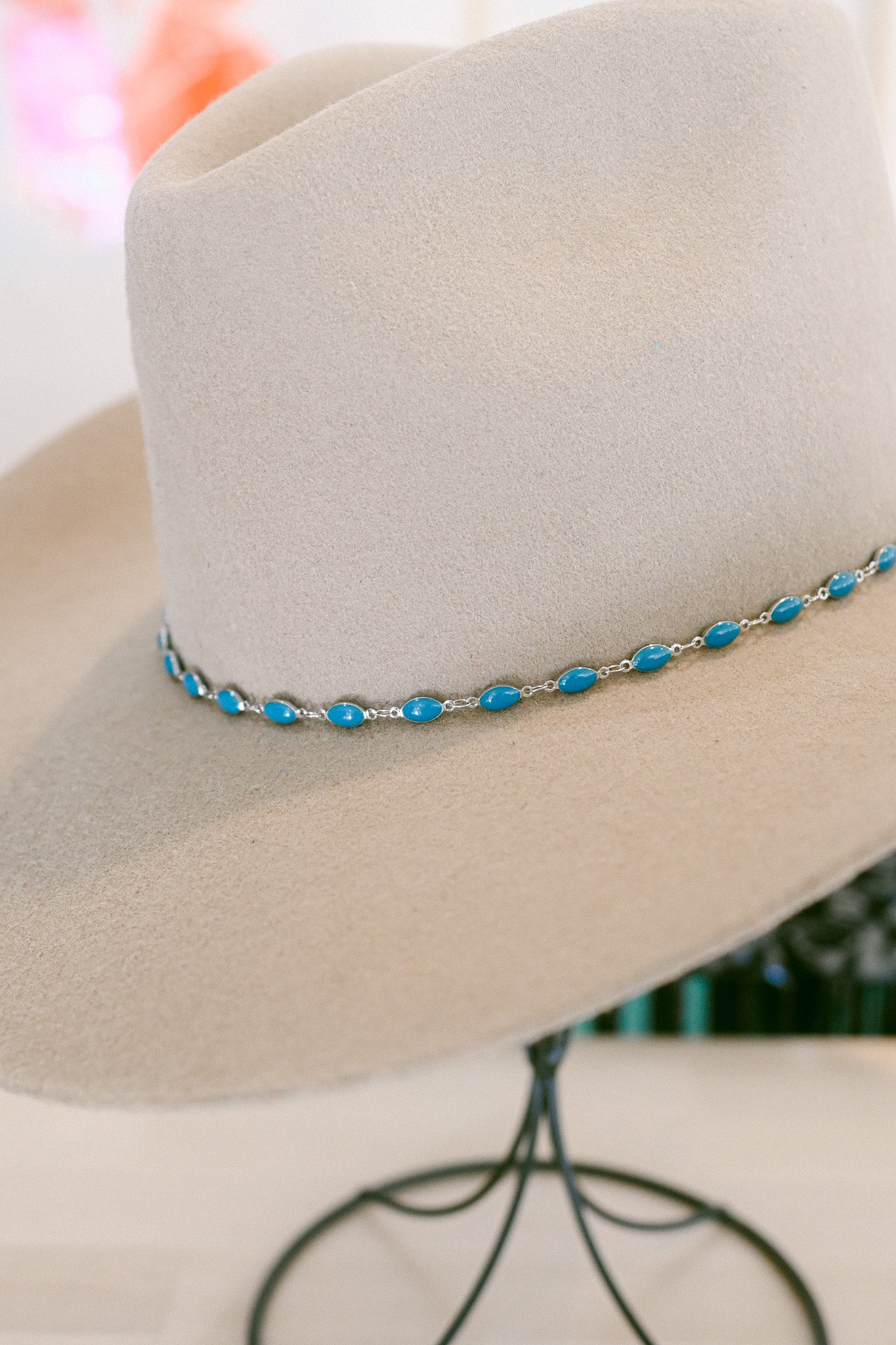 Enamel Turquoise Chain Hat Band