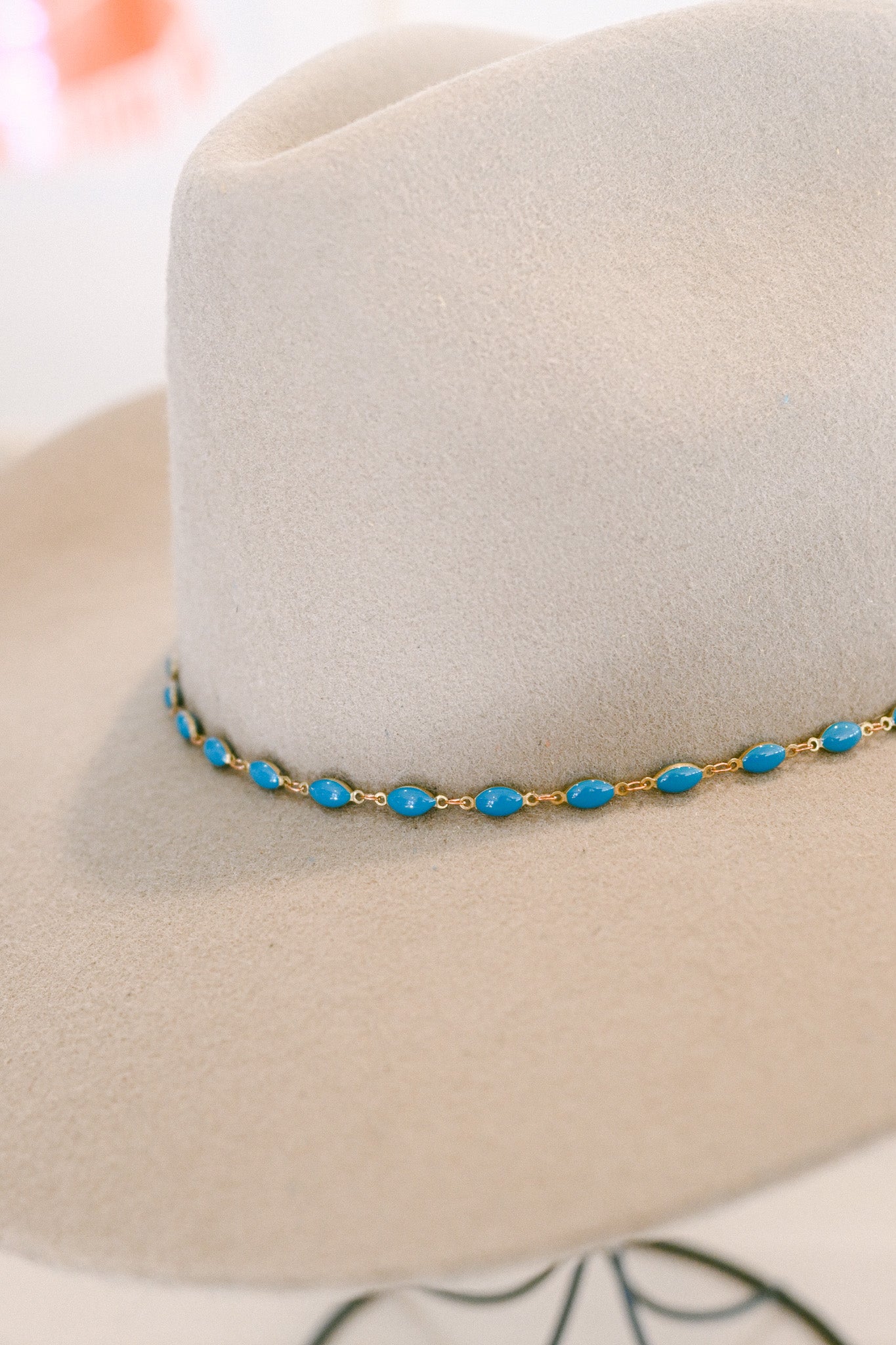 Enamel Turquoise Chain Hat Band