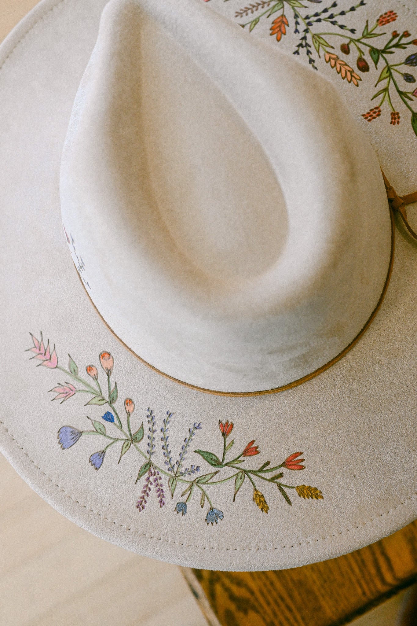 The Lauren - Hand-Painted & Hand-Burned Wildflower Hat