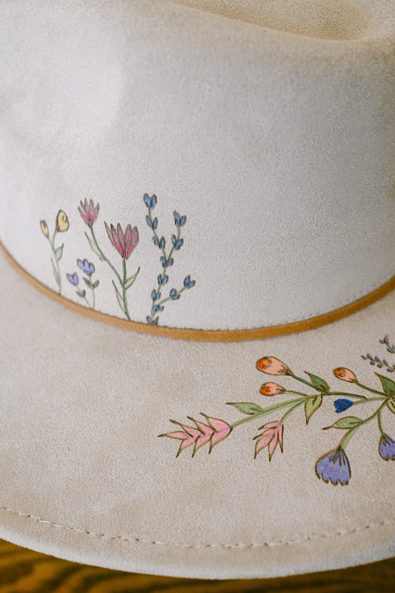 The Lauren - Hand-Painted & Hand-Burned Wildflower Hat
