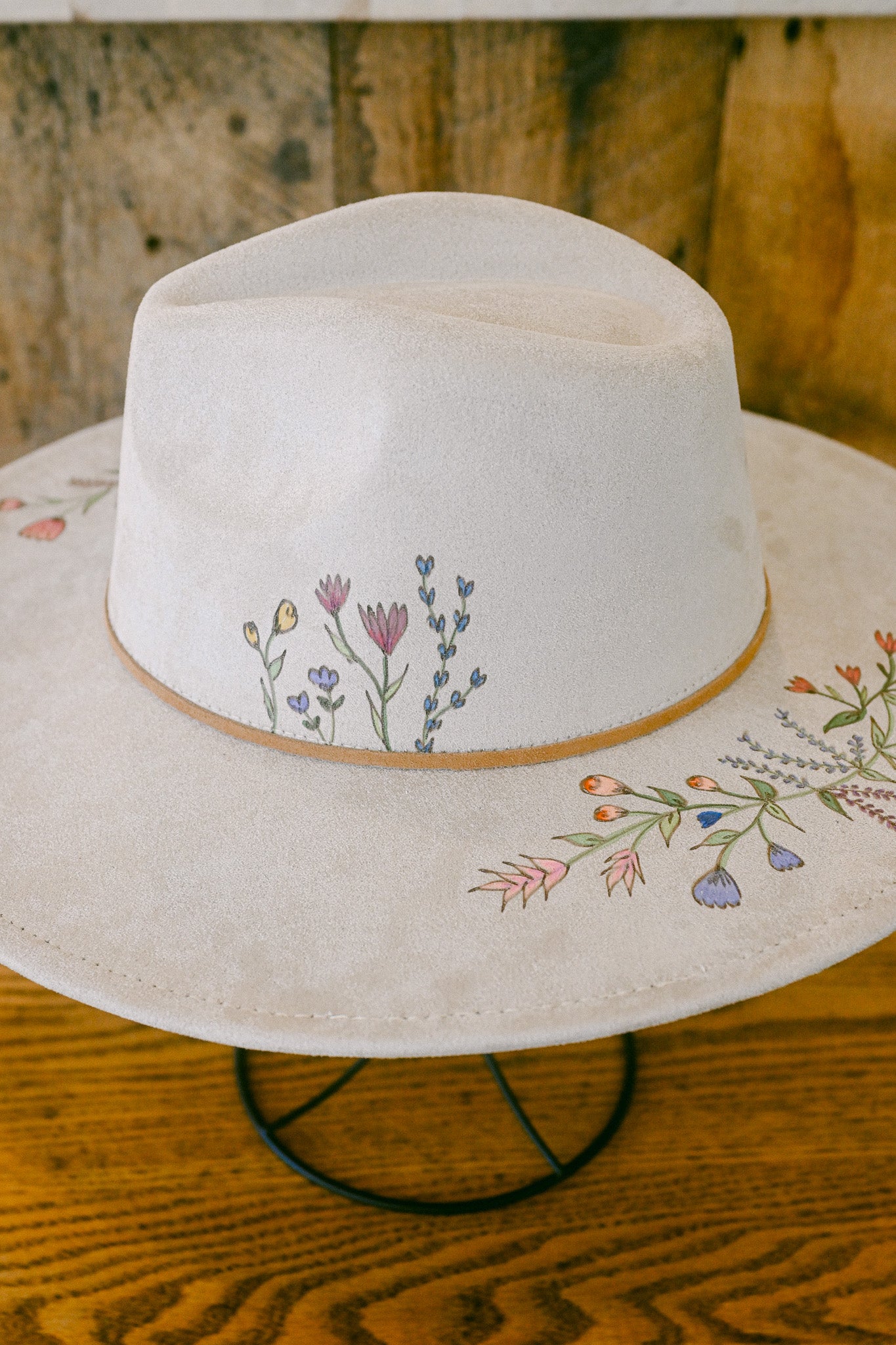 The Lauren - Hand-Painted & Hand-Burned Wildflower Hat