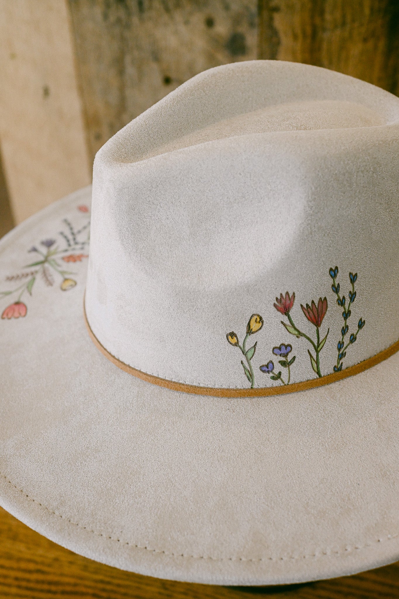 The Lauren - Hand-Painted & Hand-Burned Wildflower Hat