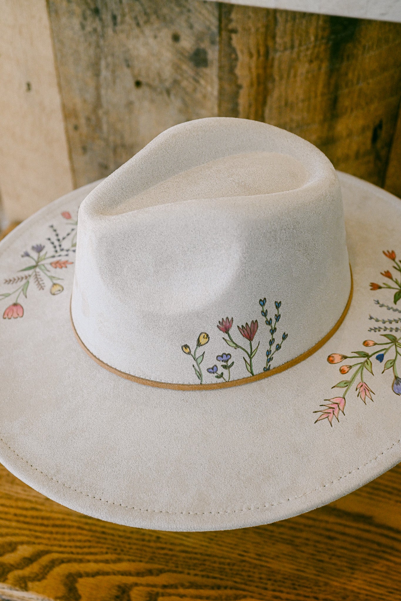 The Lauren - Hand-Painted & Hand-Burned Wildflower Hat