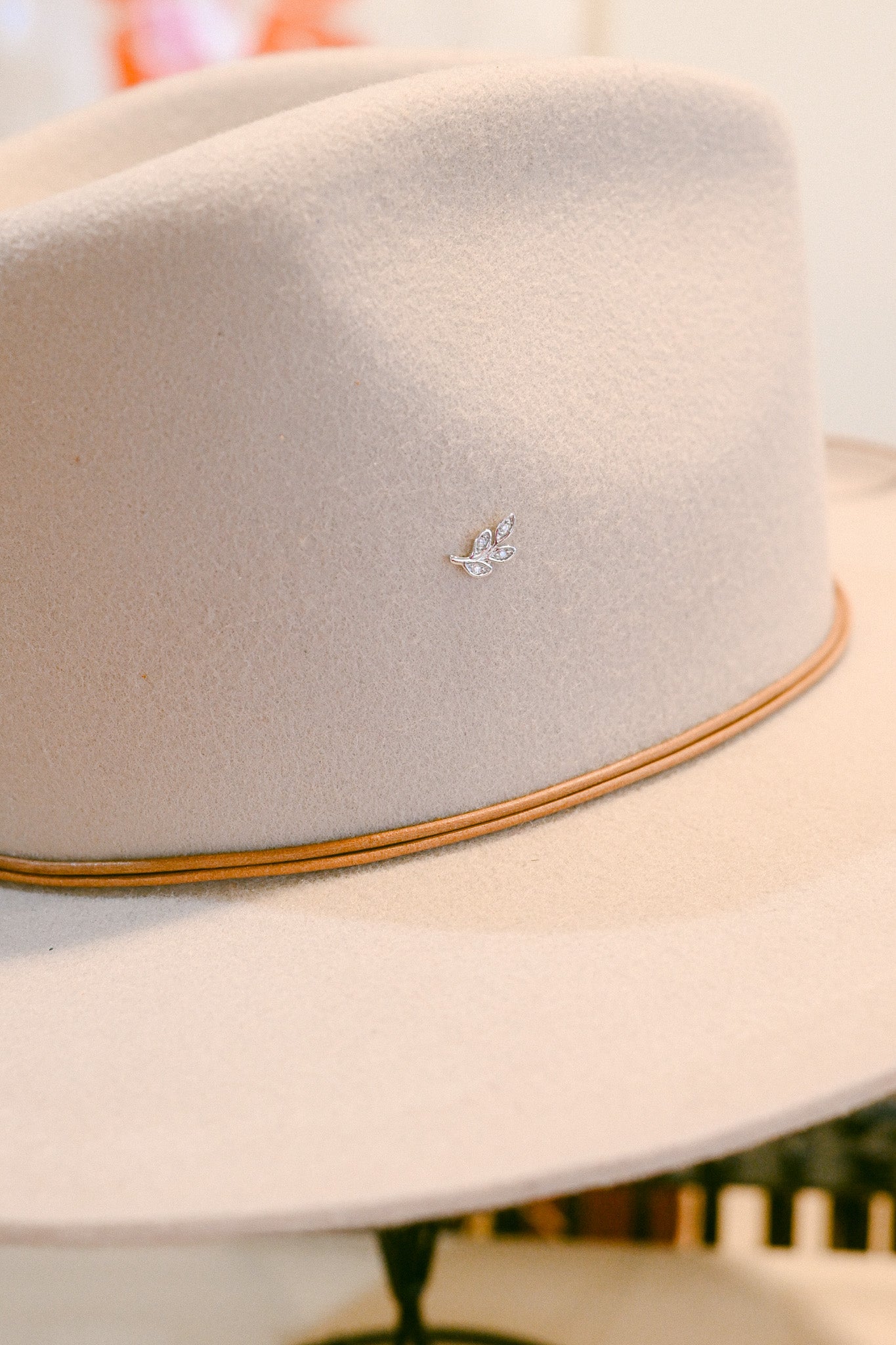 Crystal Leaf Hat Charm