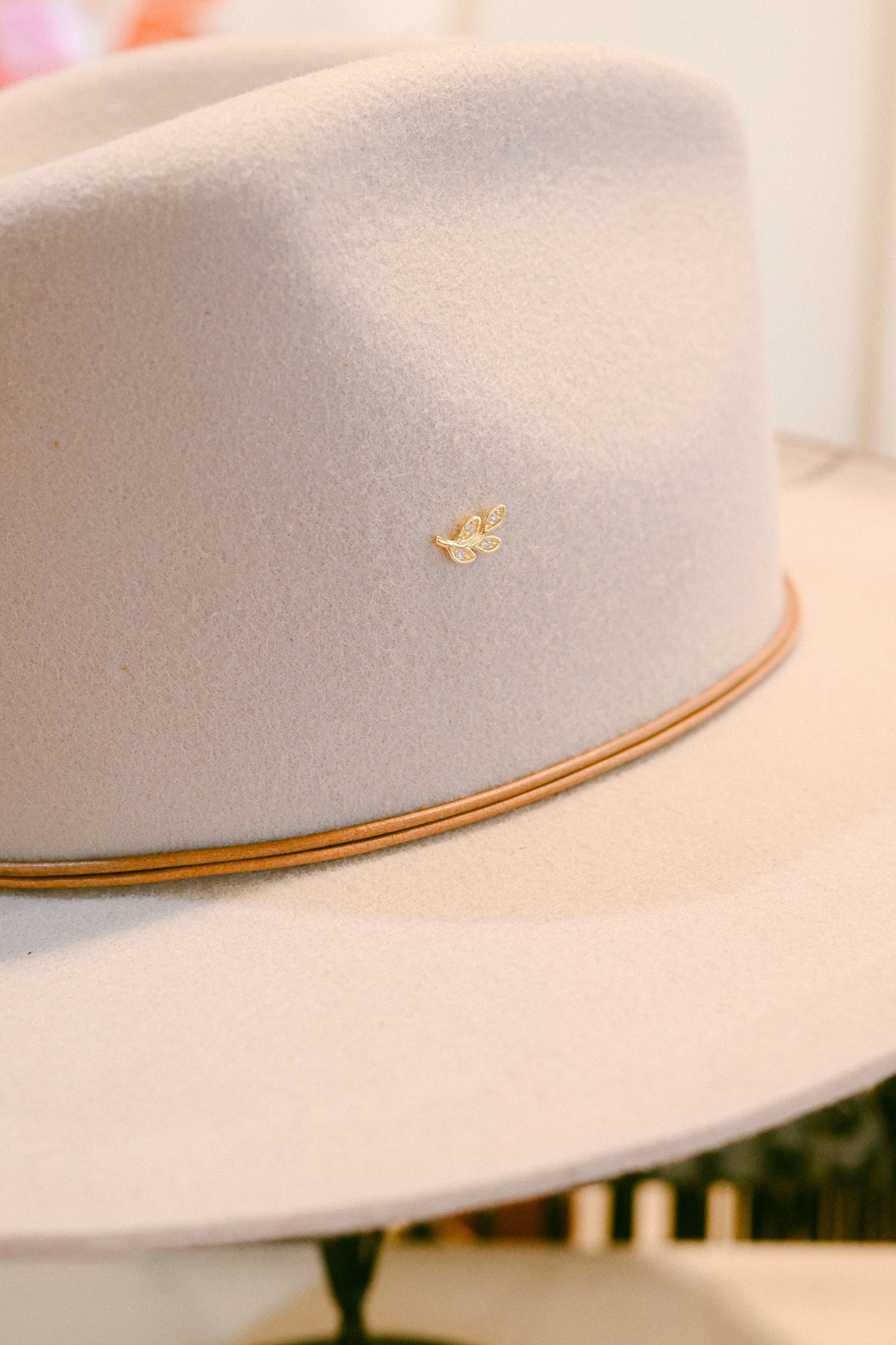 Crystal Leaf Hat Charm