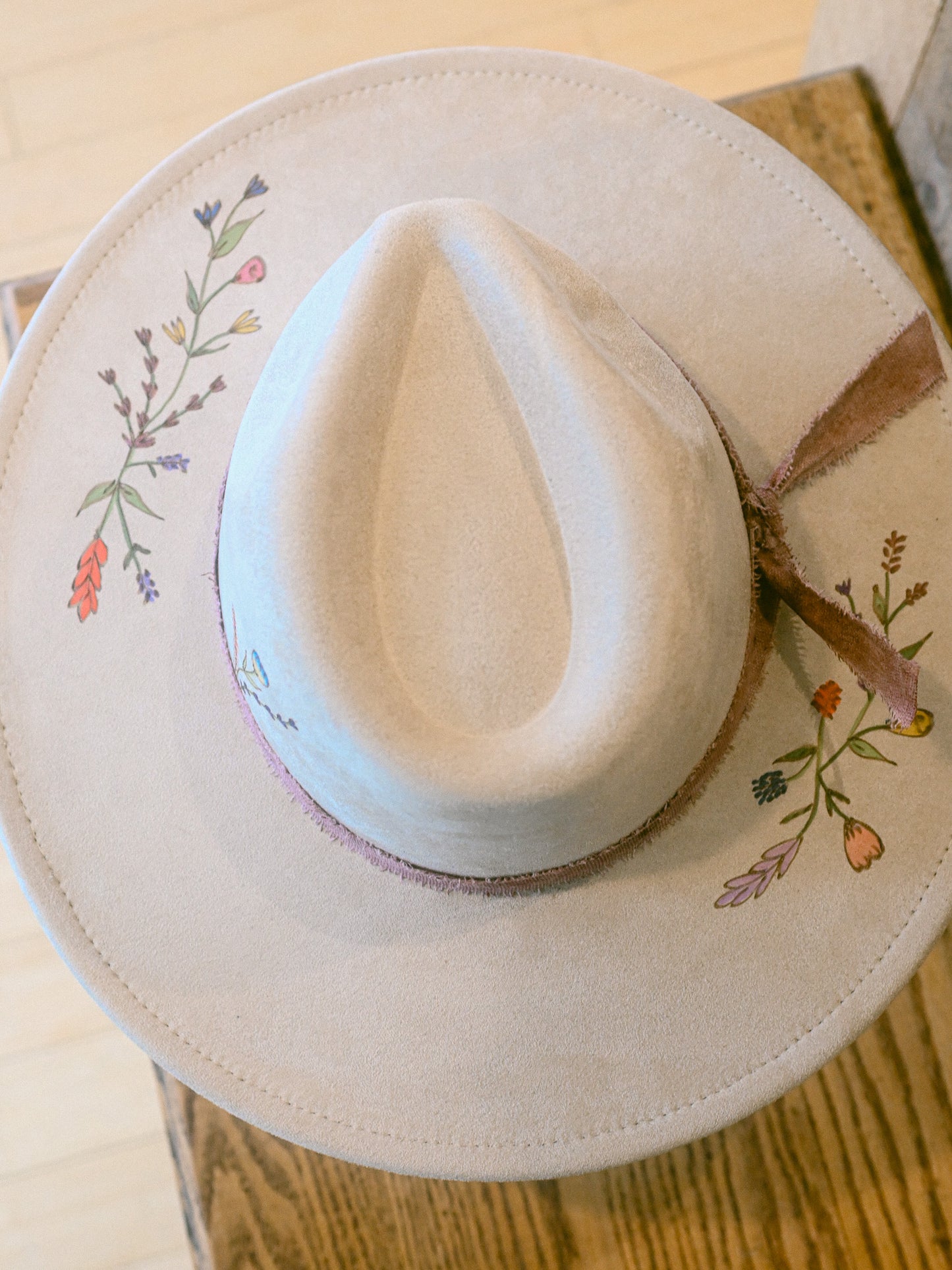 The Margot - Hand-Burned and Hand-Painted Wildflower Hat