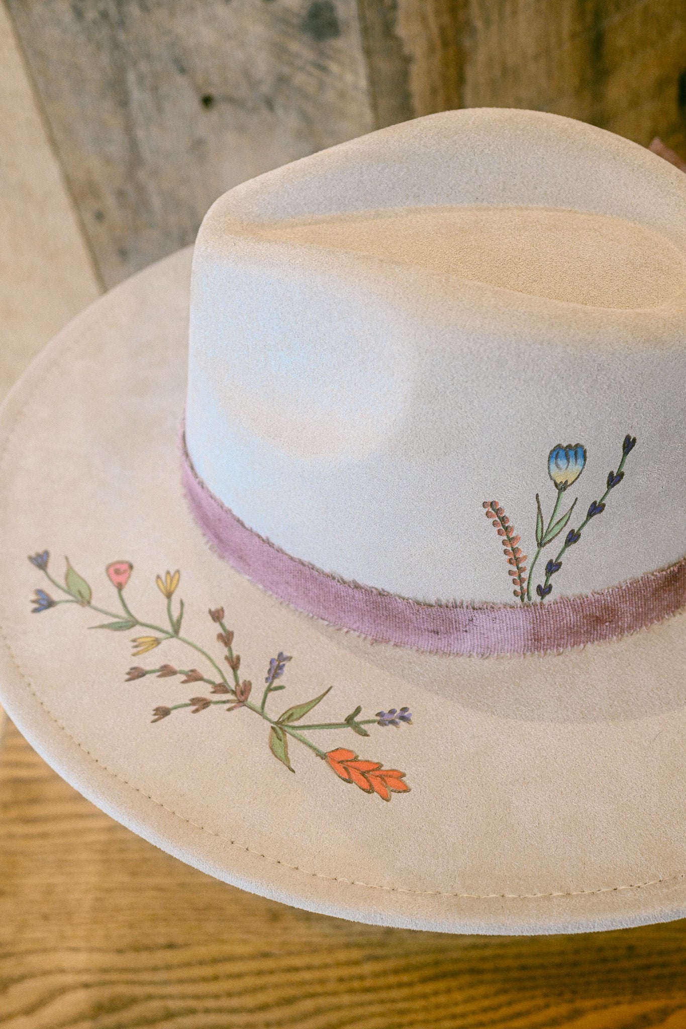 The Margot - Hand-Burned and Hand-Painted Wildflower Hat