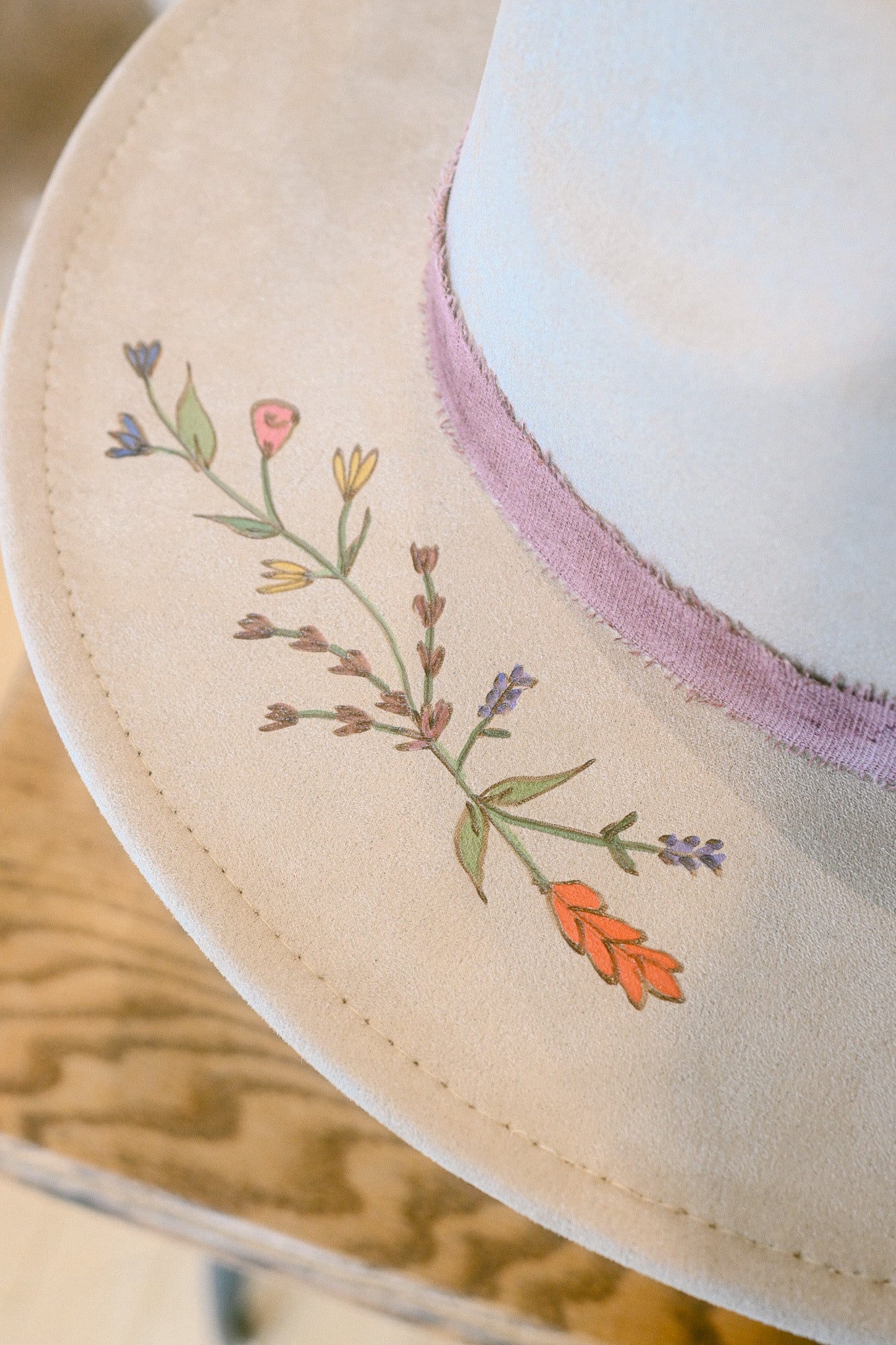 The Margot - Hand-Burned and Hand-Painted Wildflower Hat