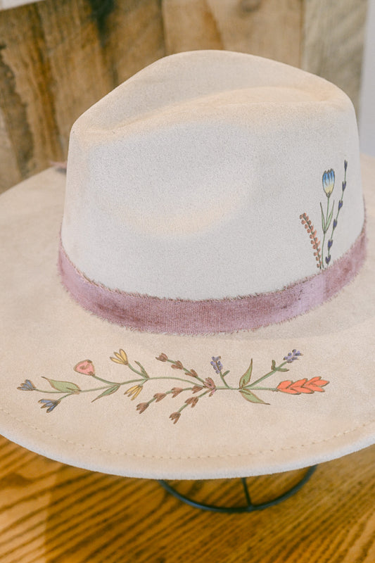 The Margot - Hand-Burned and Hand-Painted Wildflower Hat