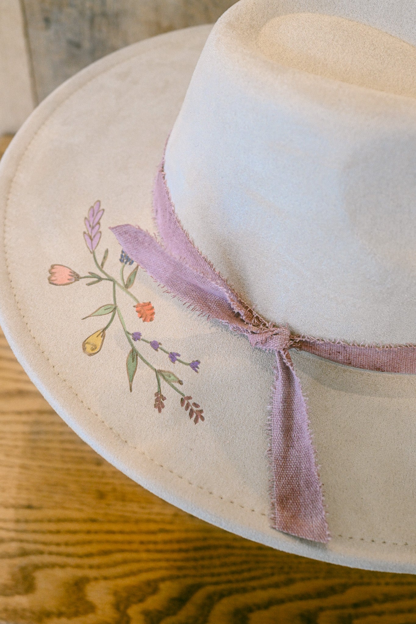 The Margot - Hand-Burned and Hand-Painted Wildflower Hat