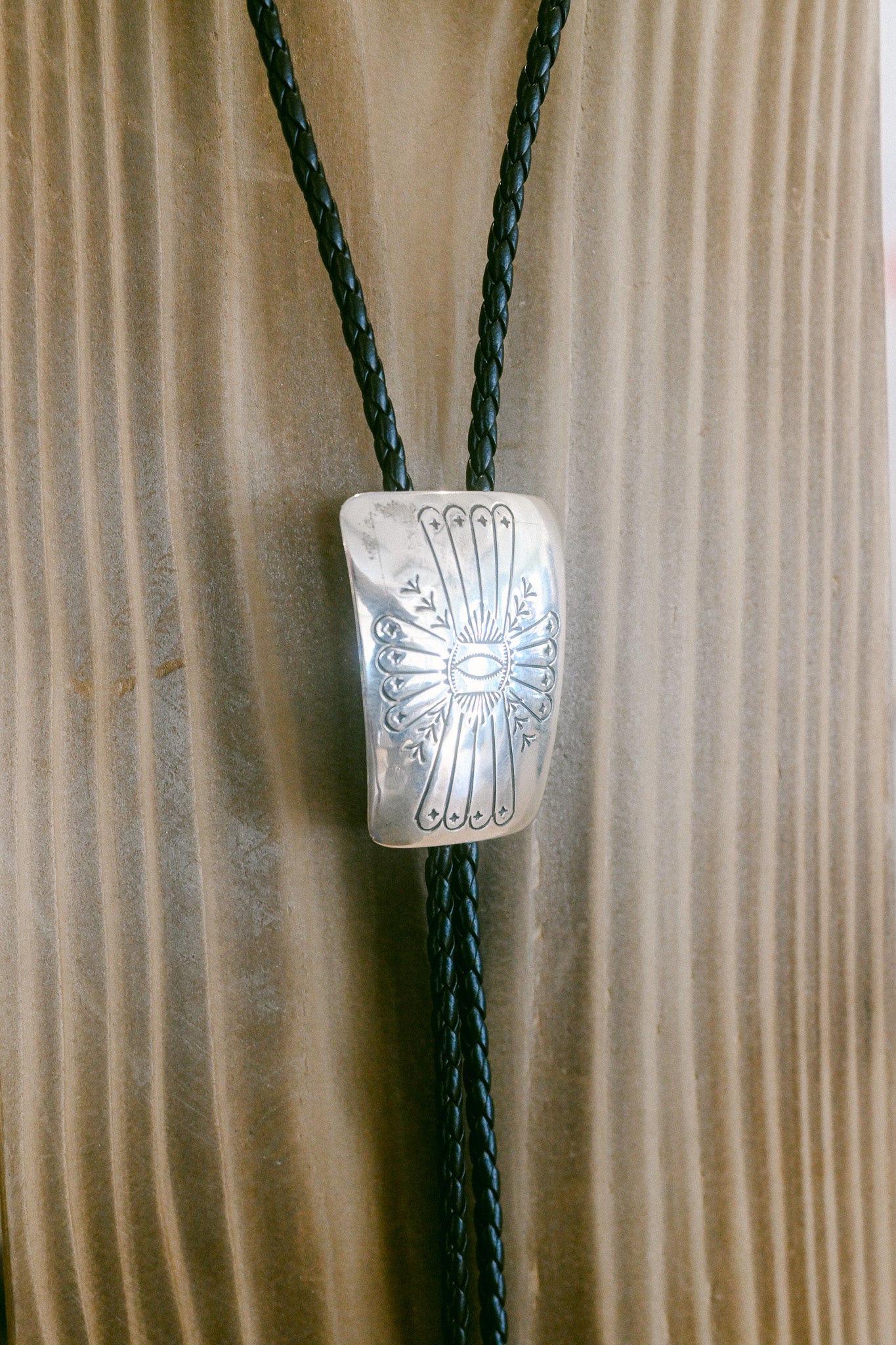 Joann Silver Navajo Handmade Etched Silver Bolo