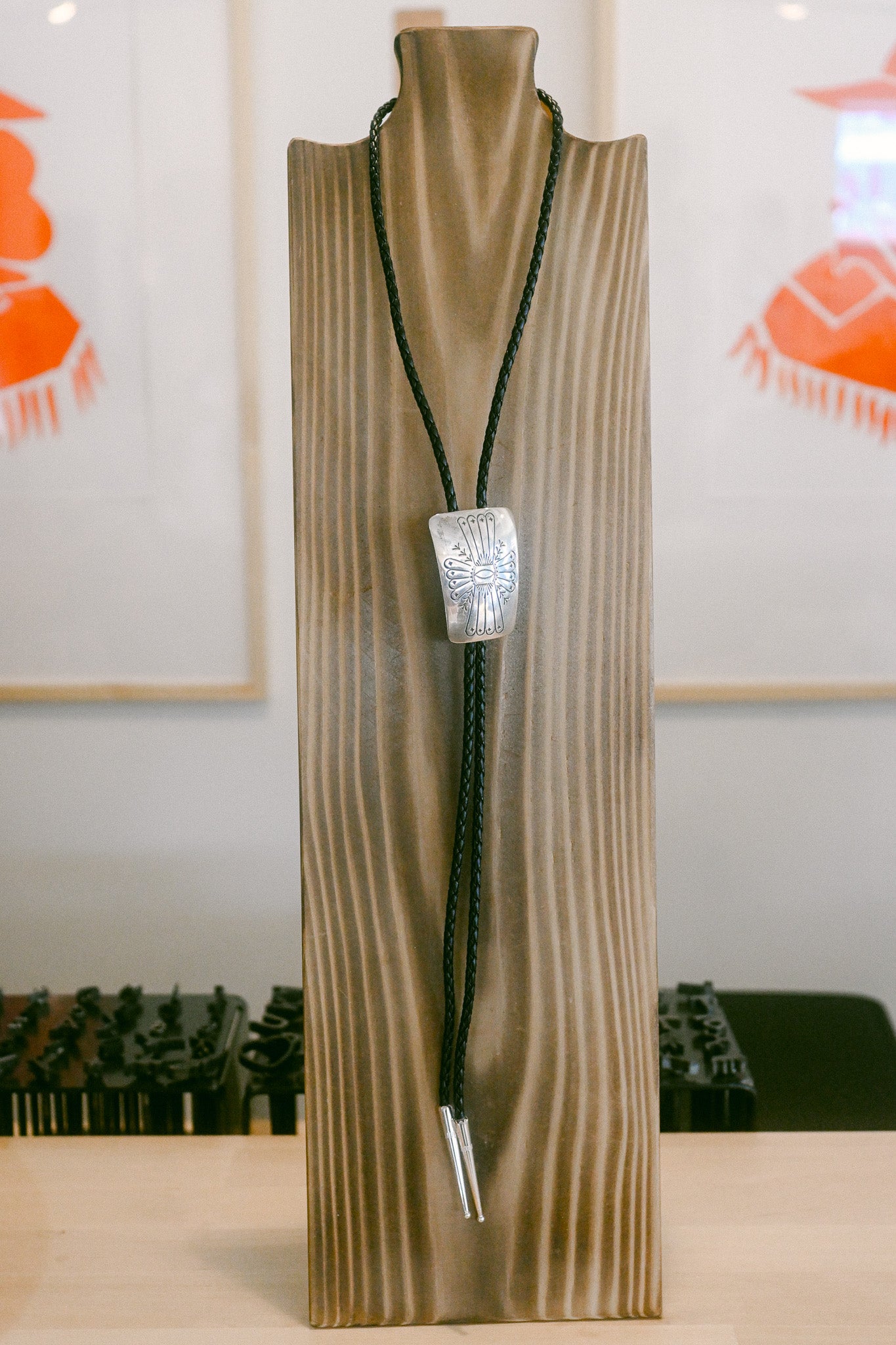 Joann Silver Navajo Handmade Etched Silver Bolo