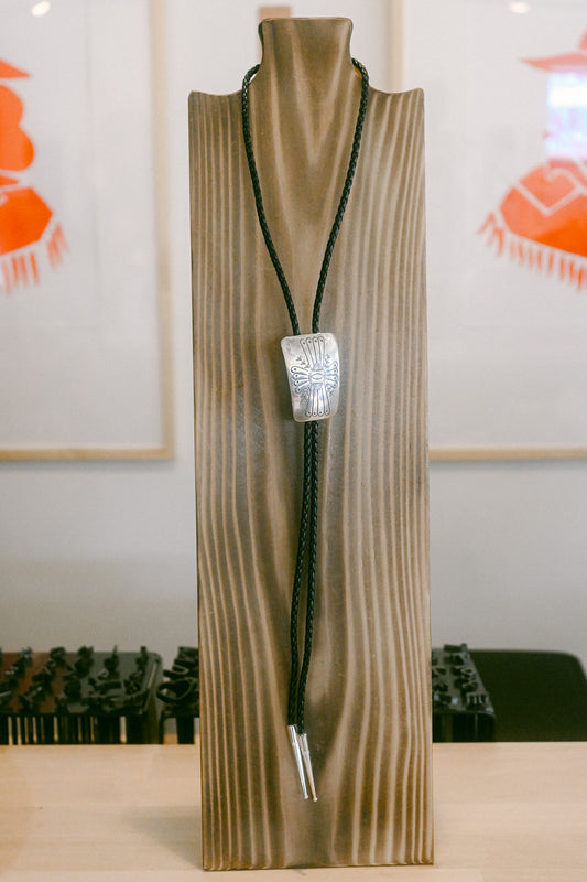 Joann Silver Navajo Handmade Etched Silver Bolo