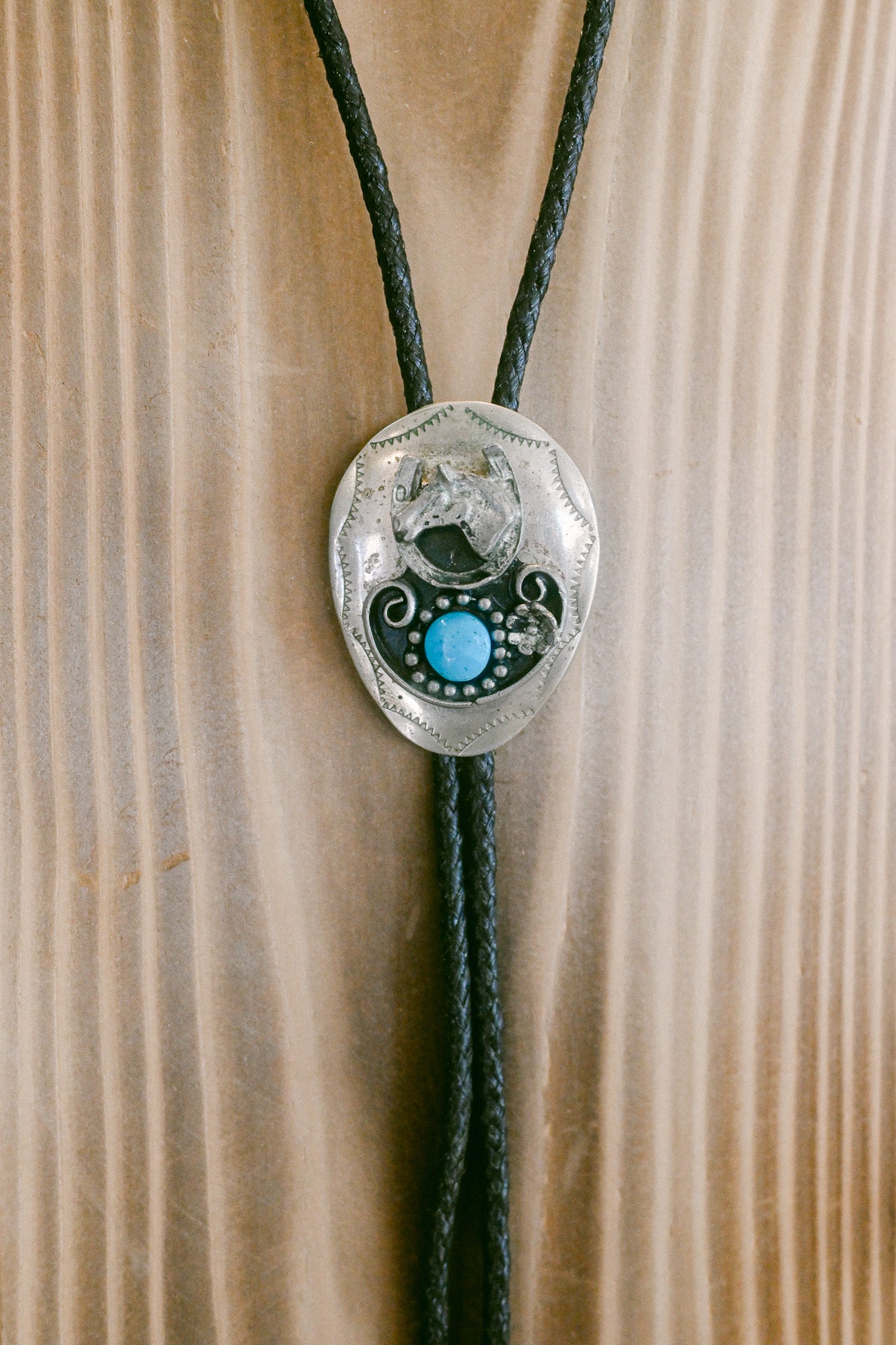 Vintage Turquoise and Sterling Silver Horse Bolo